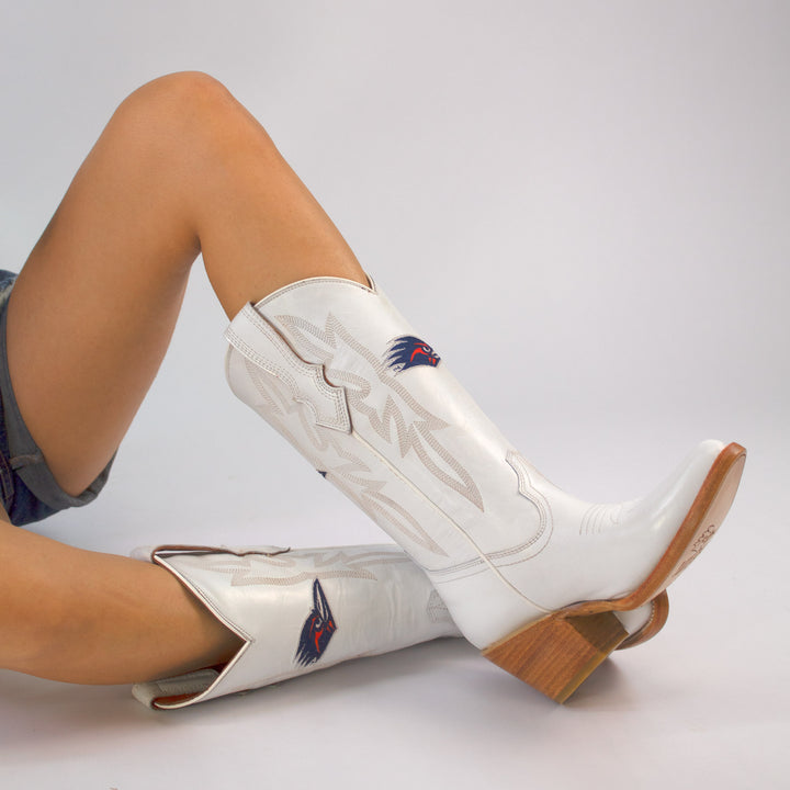Women's UTSA All White Pointed Toe Cowgirl Boots Leighton Vaccari University