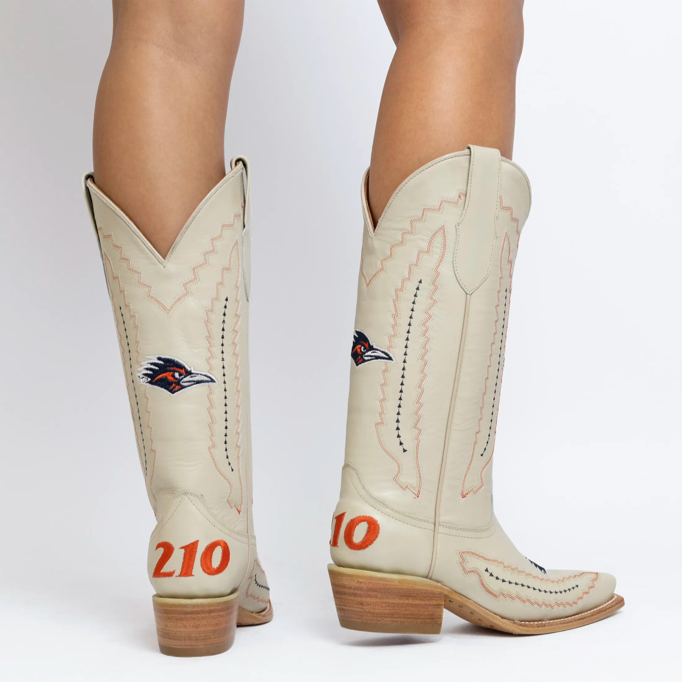 Women's University of Texas at San Antonio Roadrunners Bone Leather Snip Toe Cowgirl Boots by Vaccari
