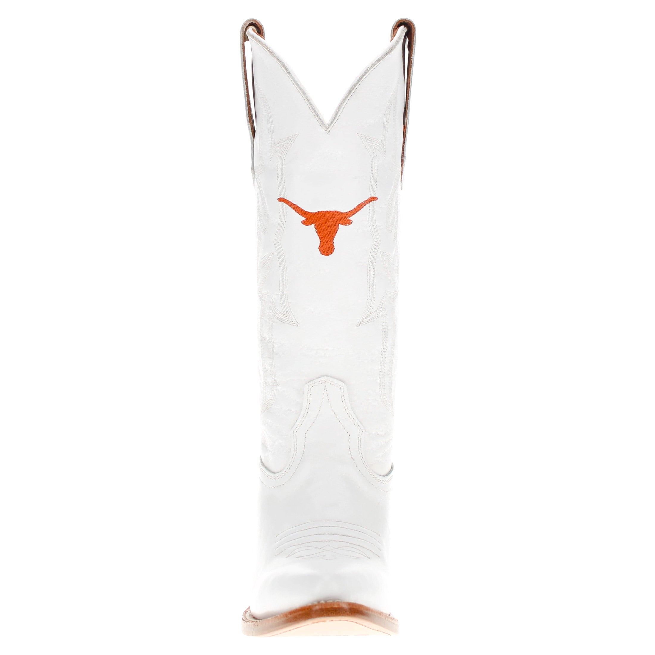 Women's University of Texas Longhorns All White Pointed Toe Cowgirl Boots Leighton by Vaccari