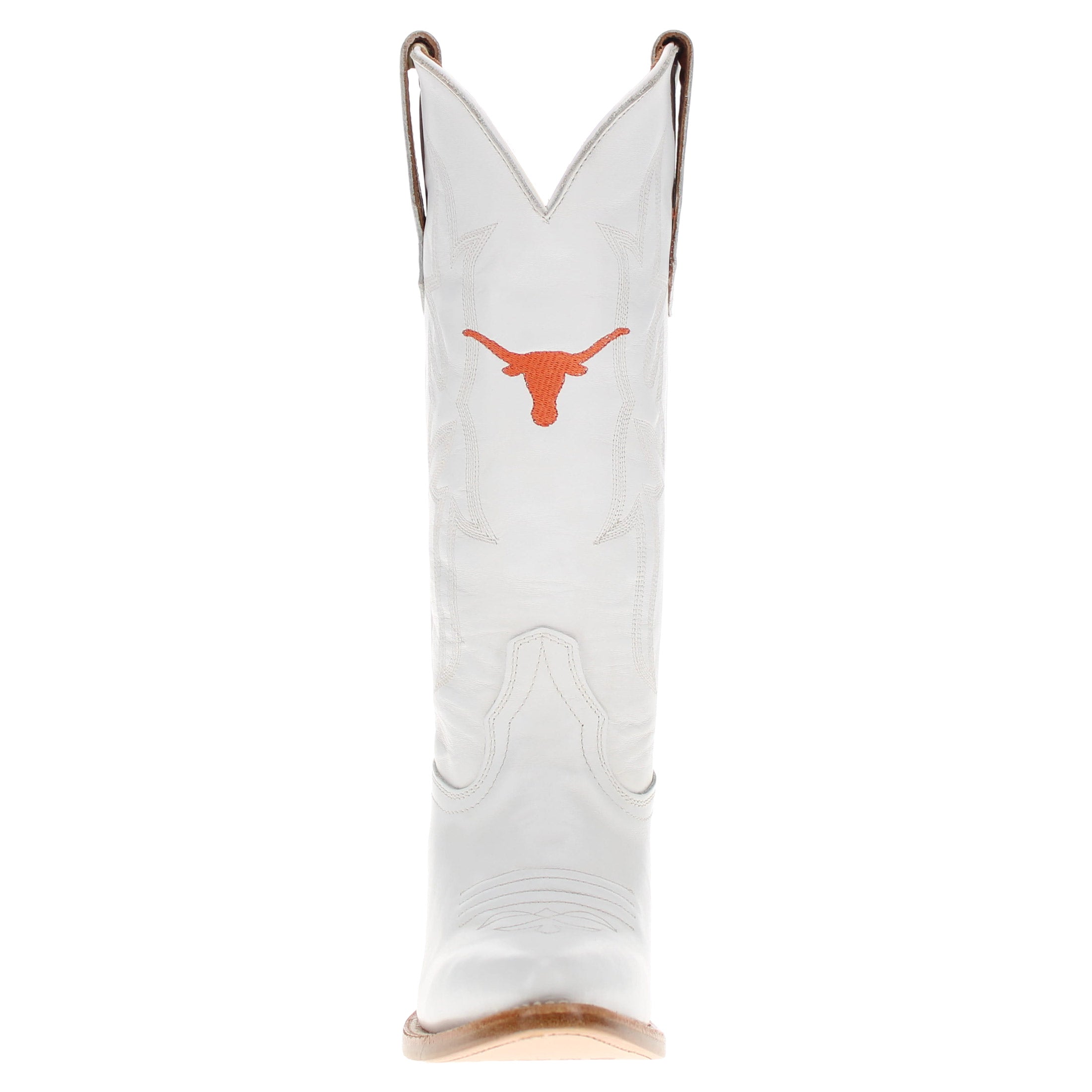 Women's University of Texas Longhorns All White Pointed Toe Cowgirl Boots Leighton by Vaccari