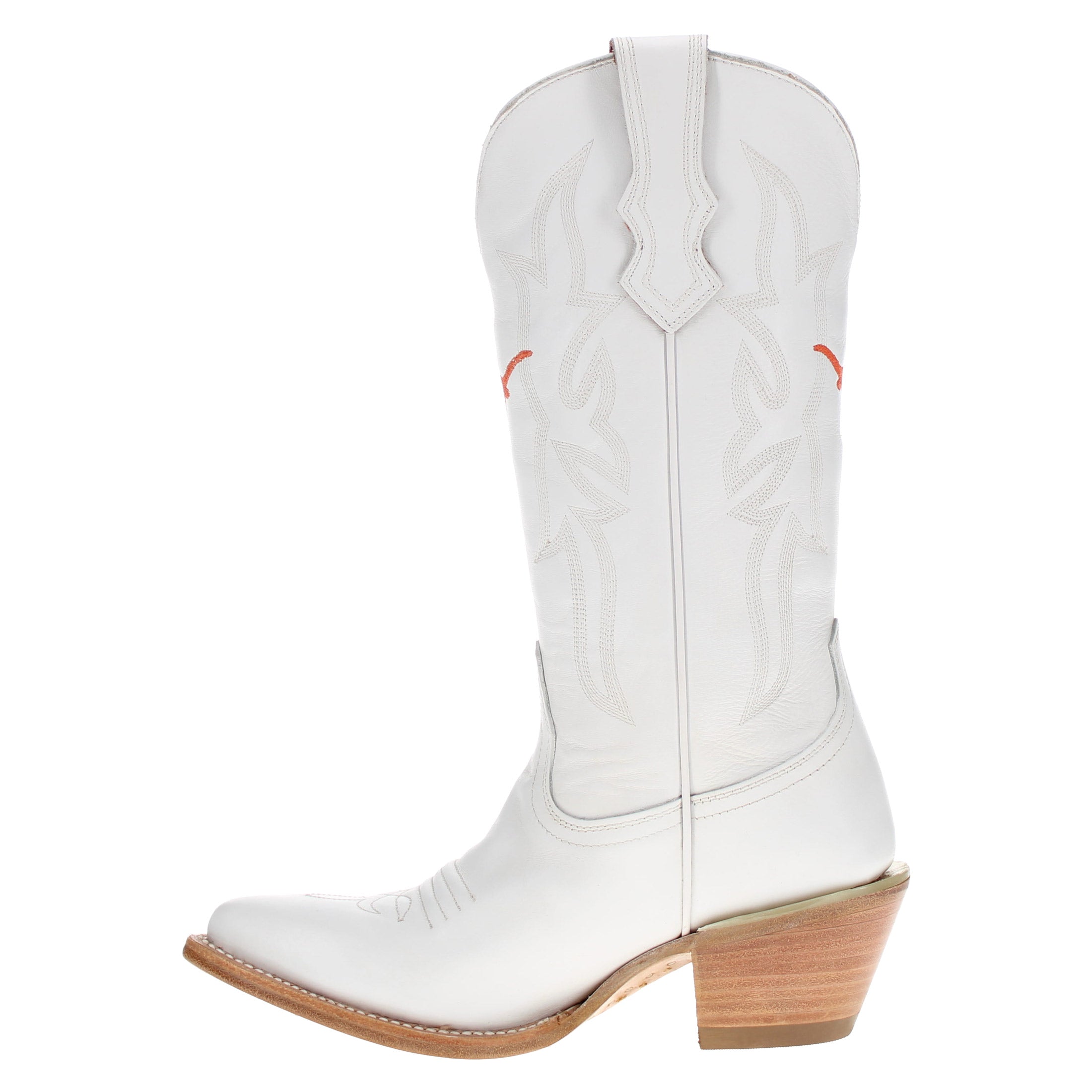 Women's University of Texas Longhorns All White Pointed Toe Cowgirl Boots Leighton by Vaccari