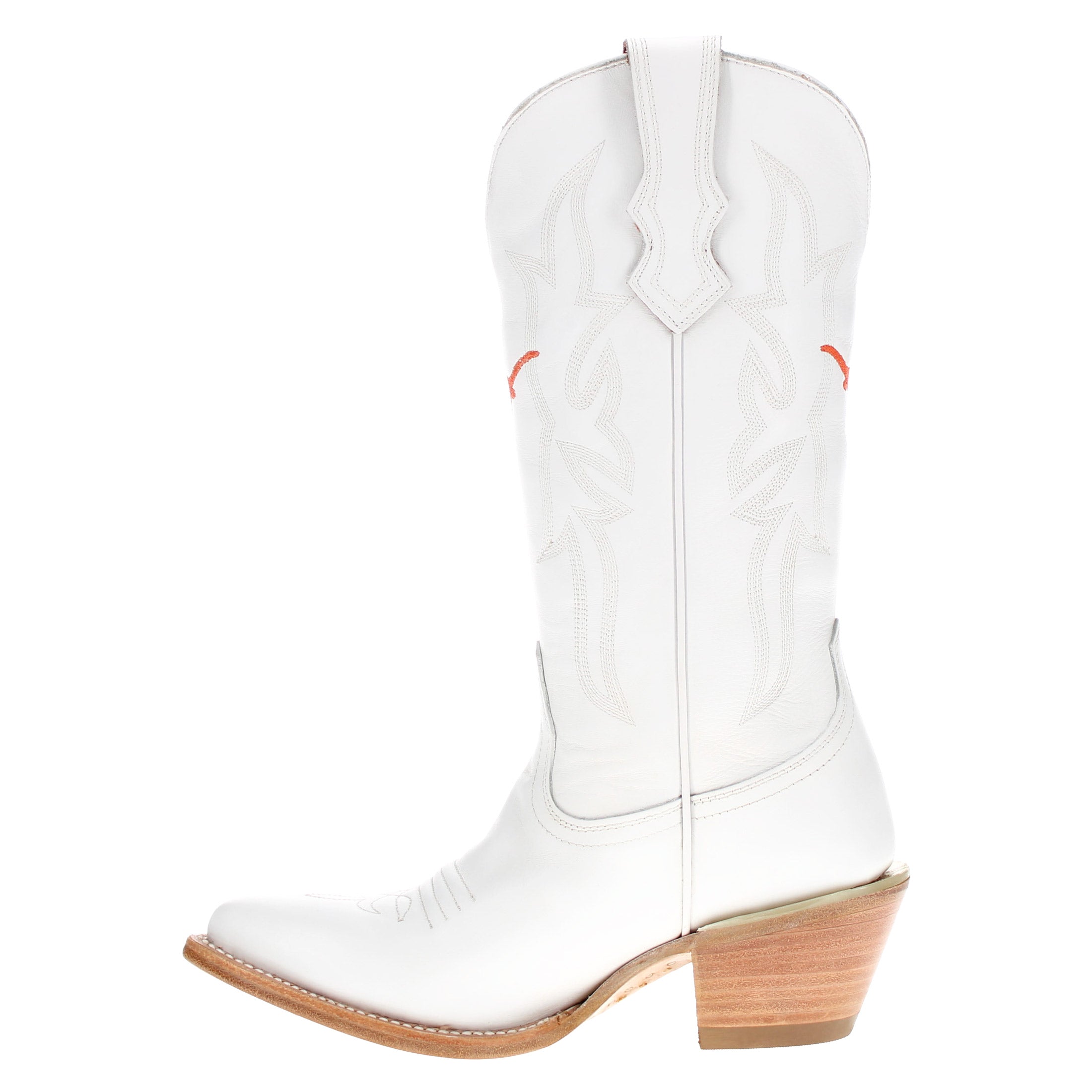 Women's University of Texas Longhorns All White Pointed Toe Cowgirl Boots Leighton by Vaccari