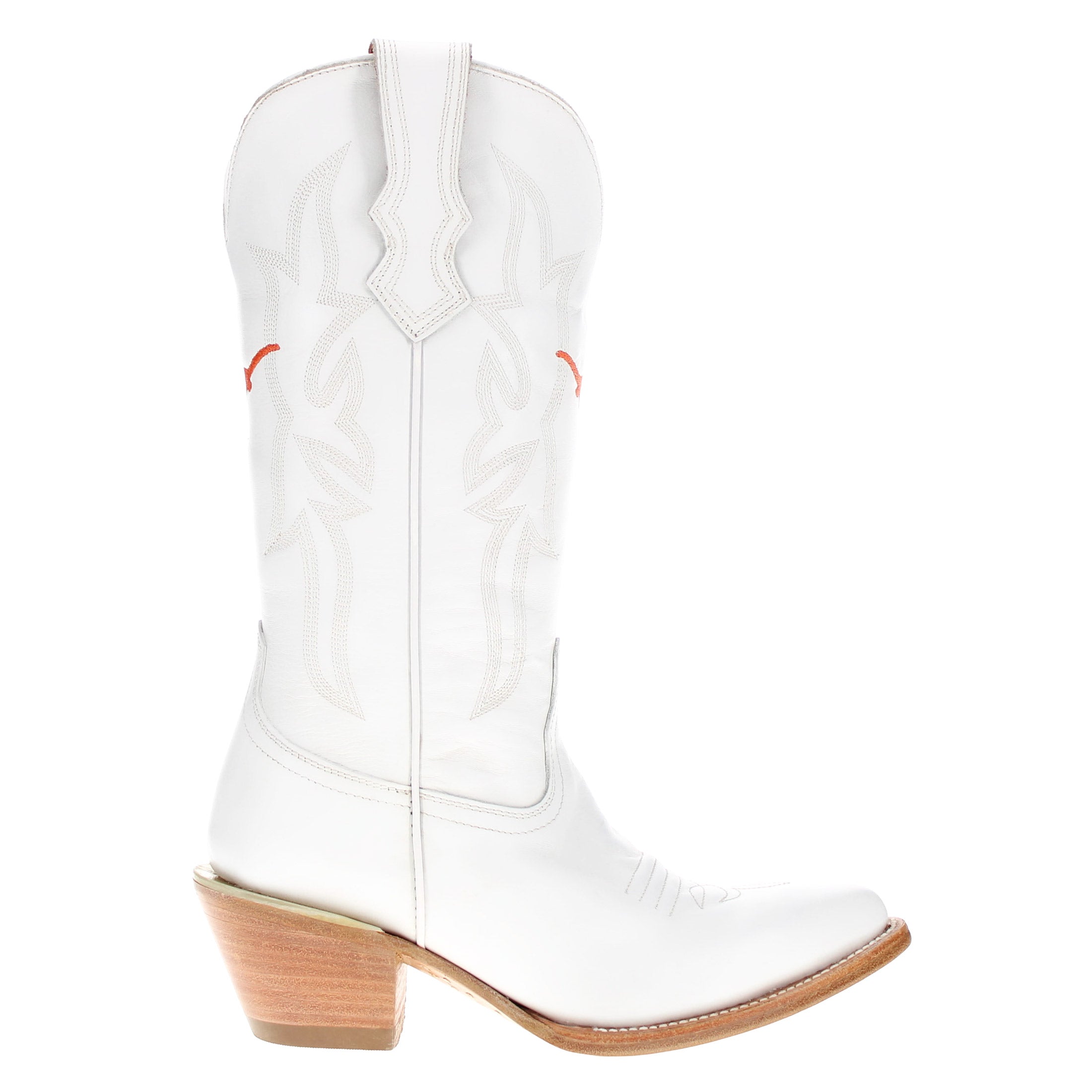 Women's University of Texas Longhorns All White Pointed Toe Cowgirl Boots Leighton by Vaccari