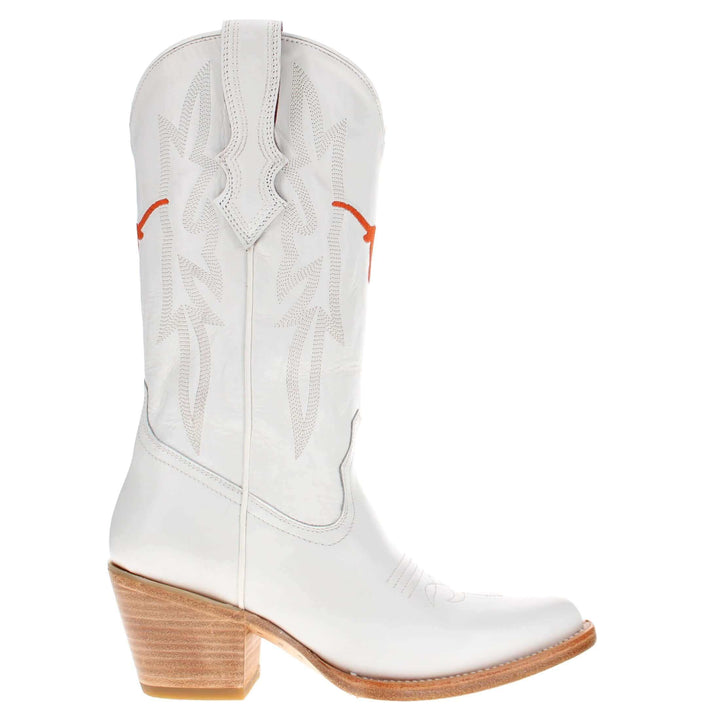 Women's University of Texas Longhorns All White Pointed Toe Cowgirl Boots Leighton by Vaccari
