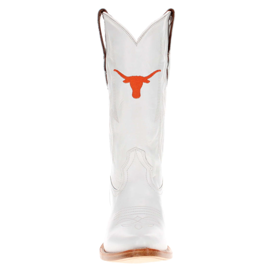 Women's University of Texas Longhorns All White Pointed Toe Cowgirl Boots Leighton by Vaccari