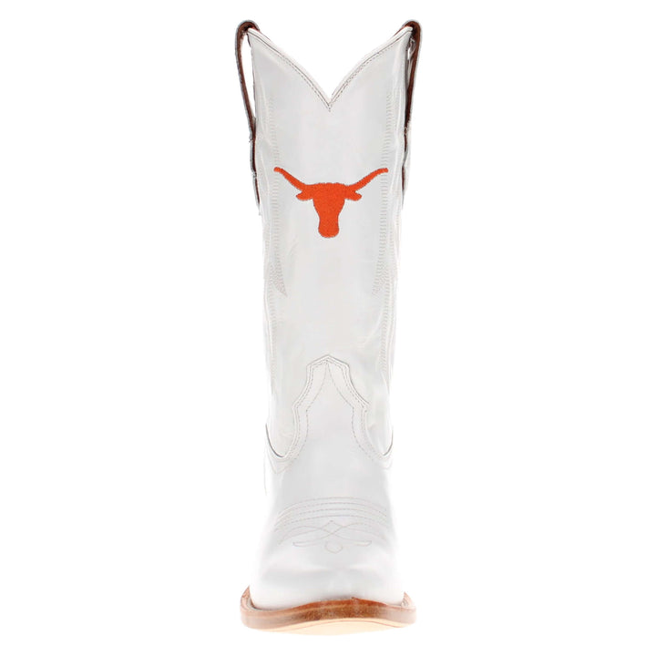 Women's University of Texas Longhorns All White Pointed Toe Cowgirl Boots Leighton by Vaccari
