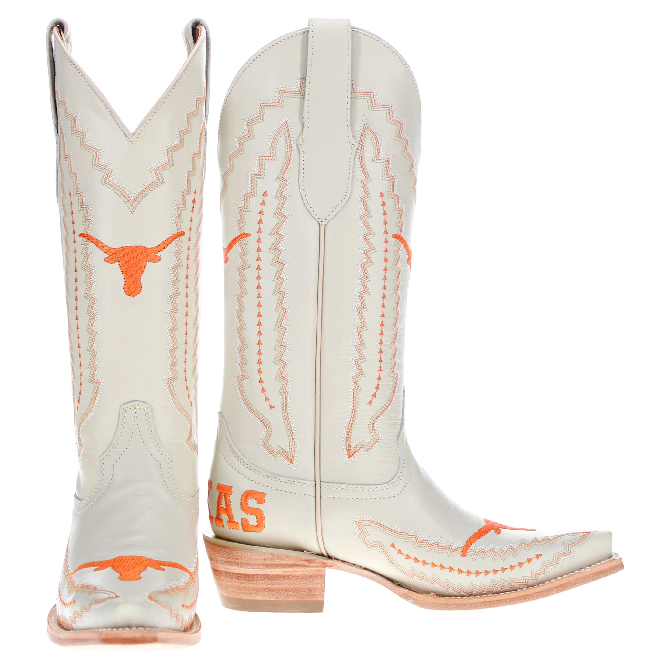 Women's University of Texas Longhorns Cowgirl Boots | UT White Snip Toe Boots | Officially Licensed | Naomi