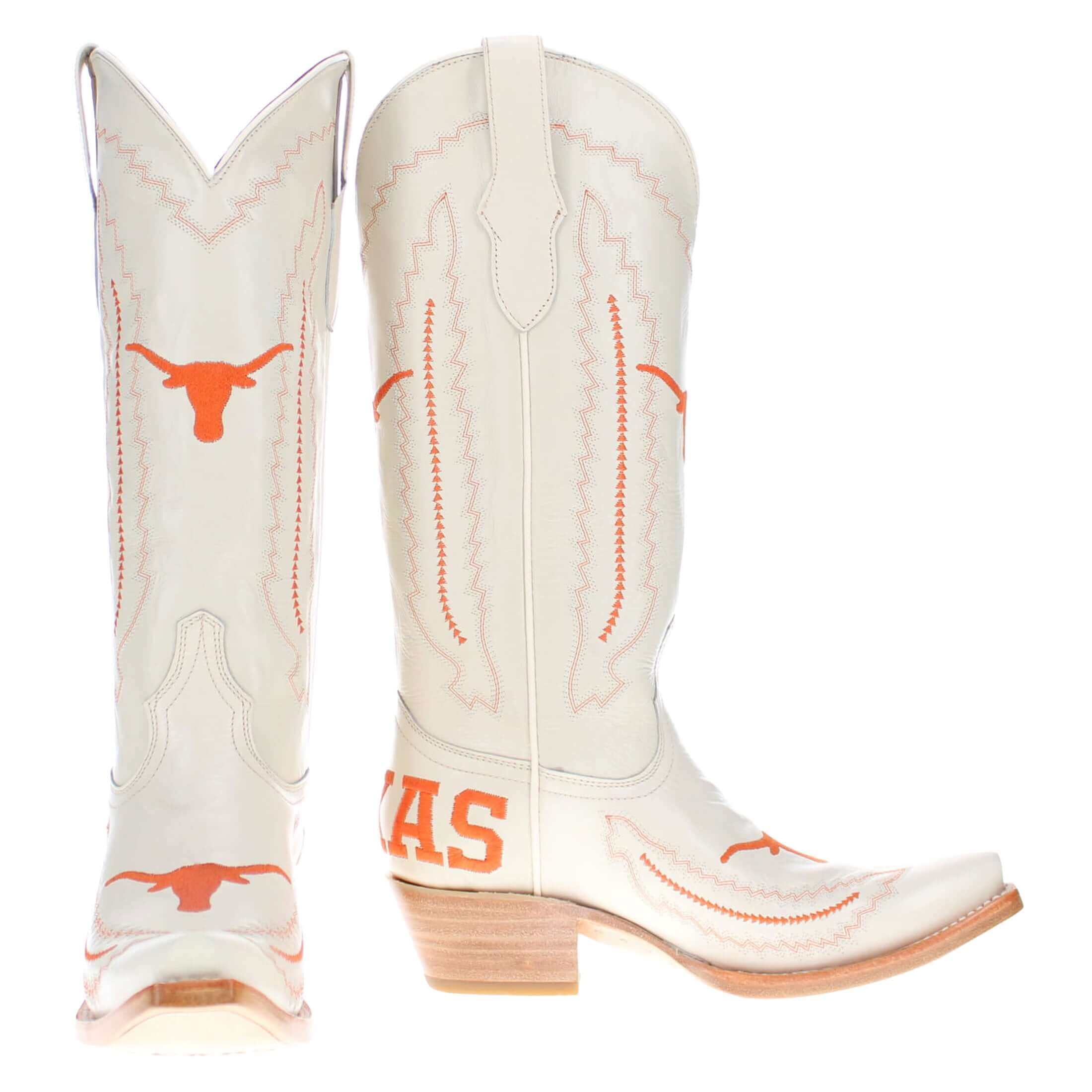 Women's University of Texas Longhorns Cowgirl Boots | UT White Snip Toe Boots | Officially Licensed | Naomi