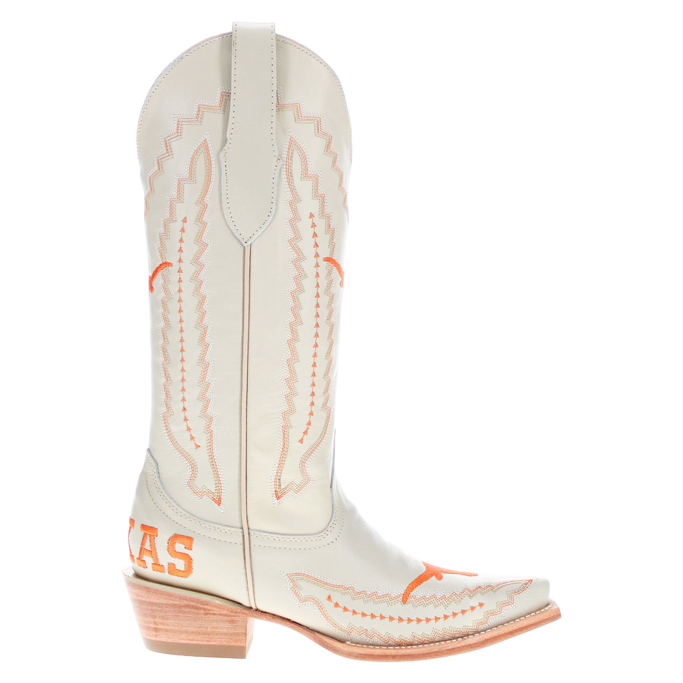 Women's University of Texas Longhorns Cowgirl Boots | UT White Snip Toe Boots | Officially Licensed | Naomi
