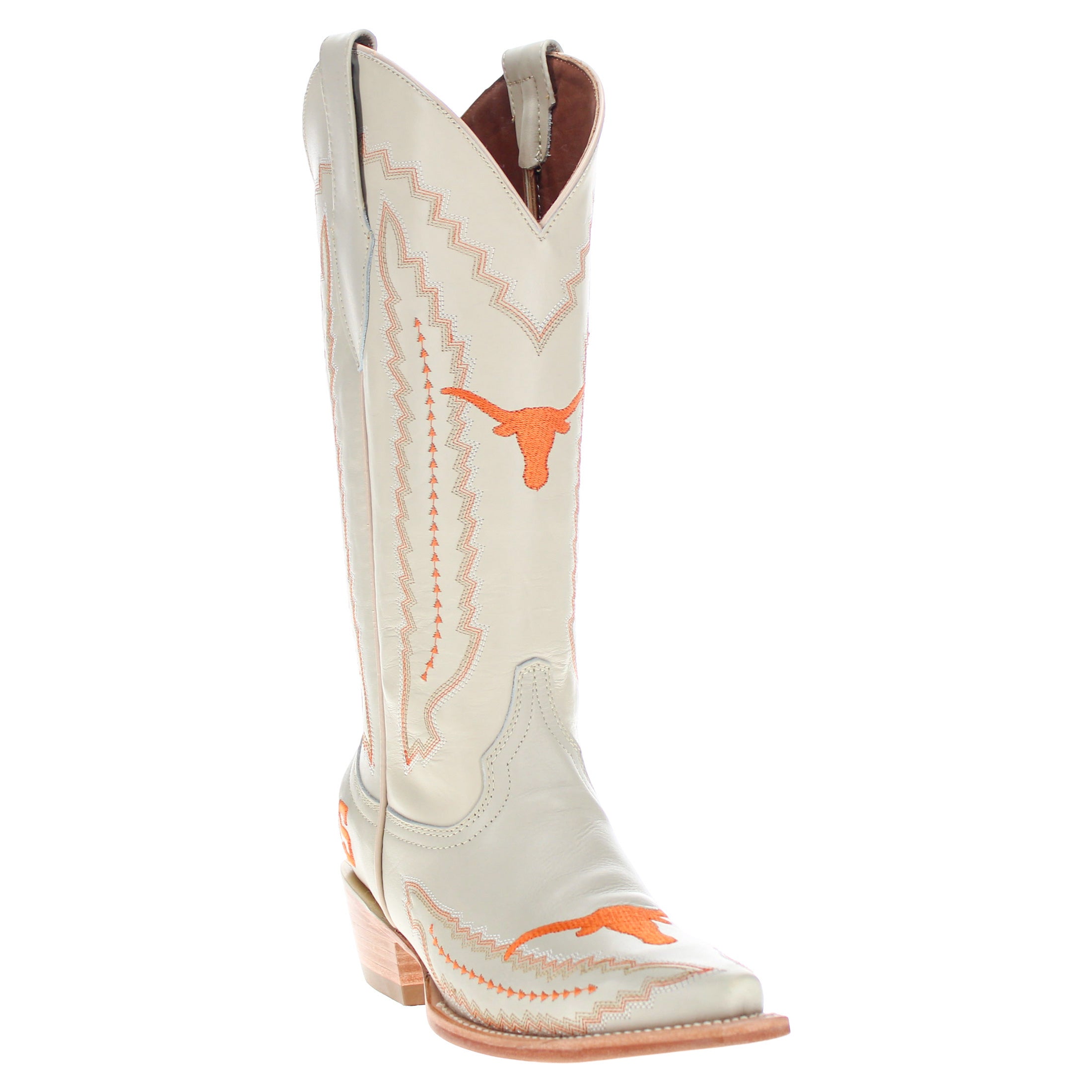 Women's University of Texas Longhorns Cowgirl Boots | UT White Snip Toe Boots | Officially Licensed | Naomi