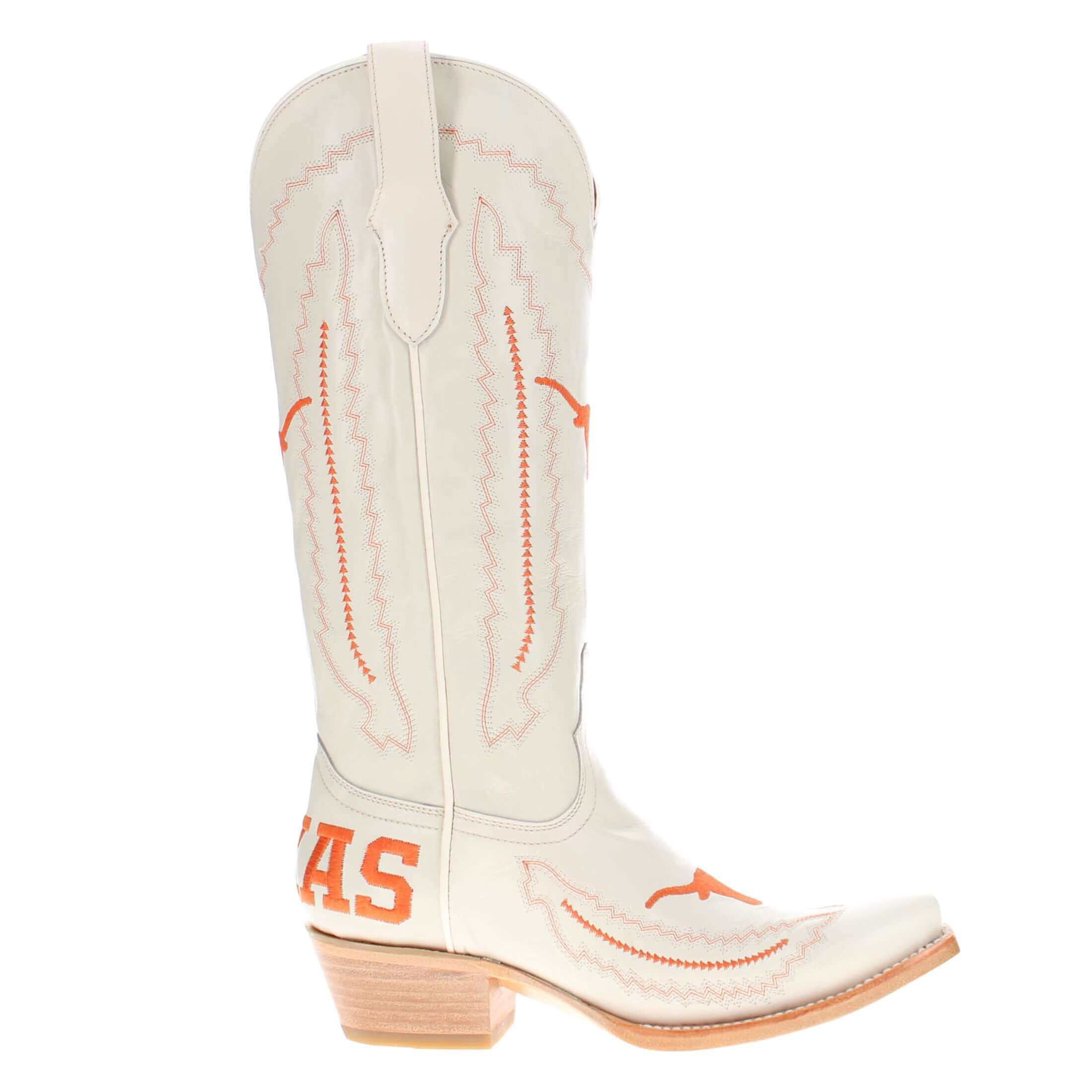 Women's University of Texas Longhorns Cowgirl Boots | UT White Snip Toe Boots | Officially Licensed | Naomi