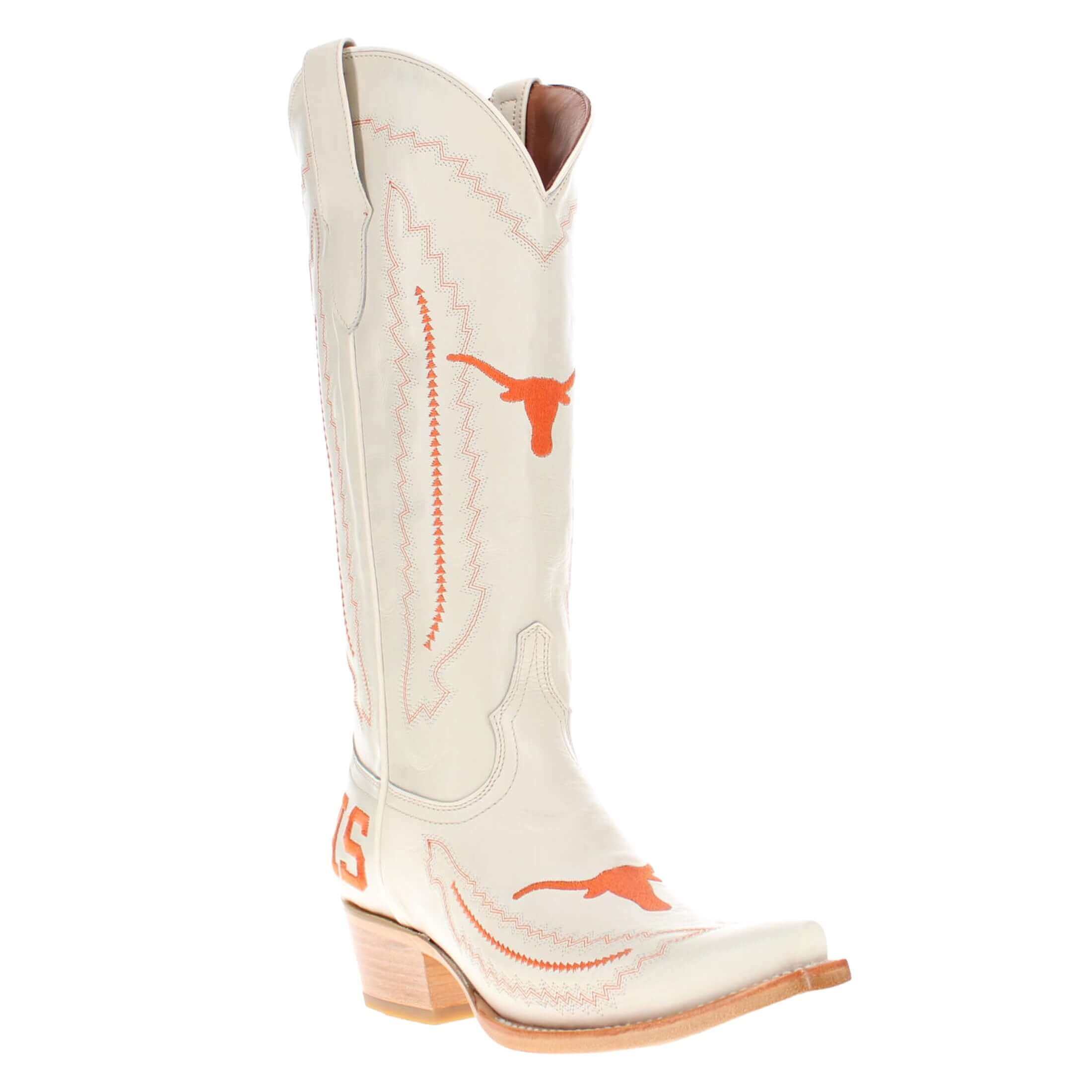 Women's University of Texas Longhorns Cowgirl Boots | UT White Snip Toe Boots | Officially Licensed | Naomi