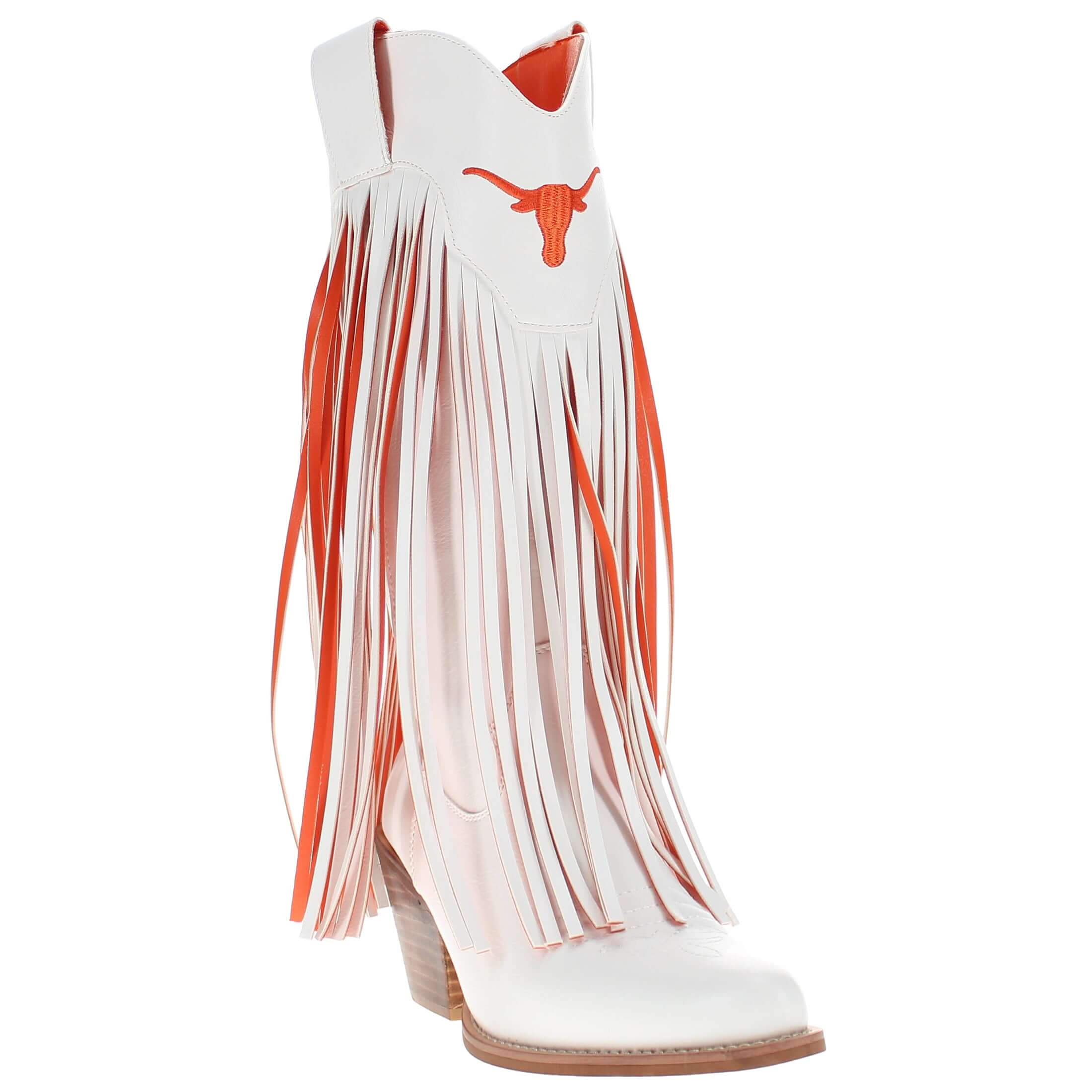 Women's University of Texas Kacey White Fringe Boot By V By Vaccari