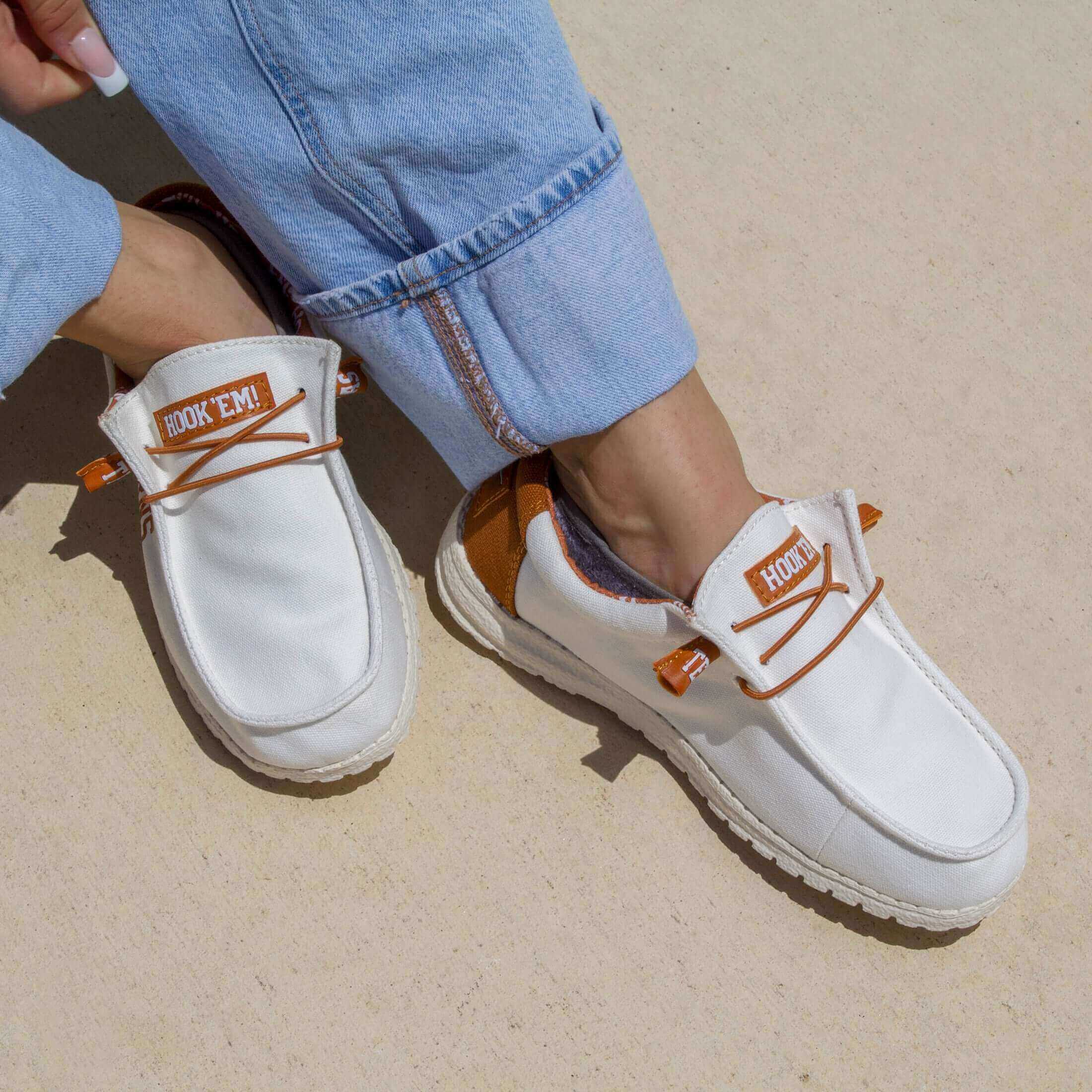 Women's University of Texas Off White and Burnt Orange Canvas Casual Shoe by Vaccari