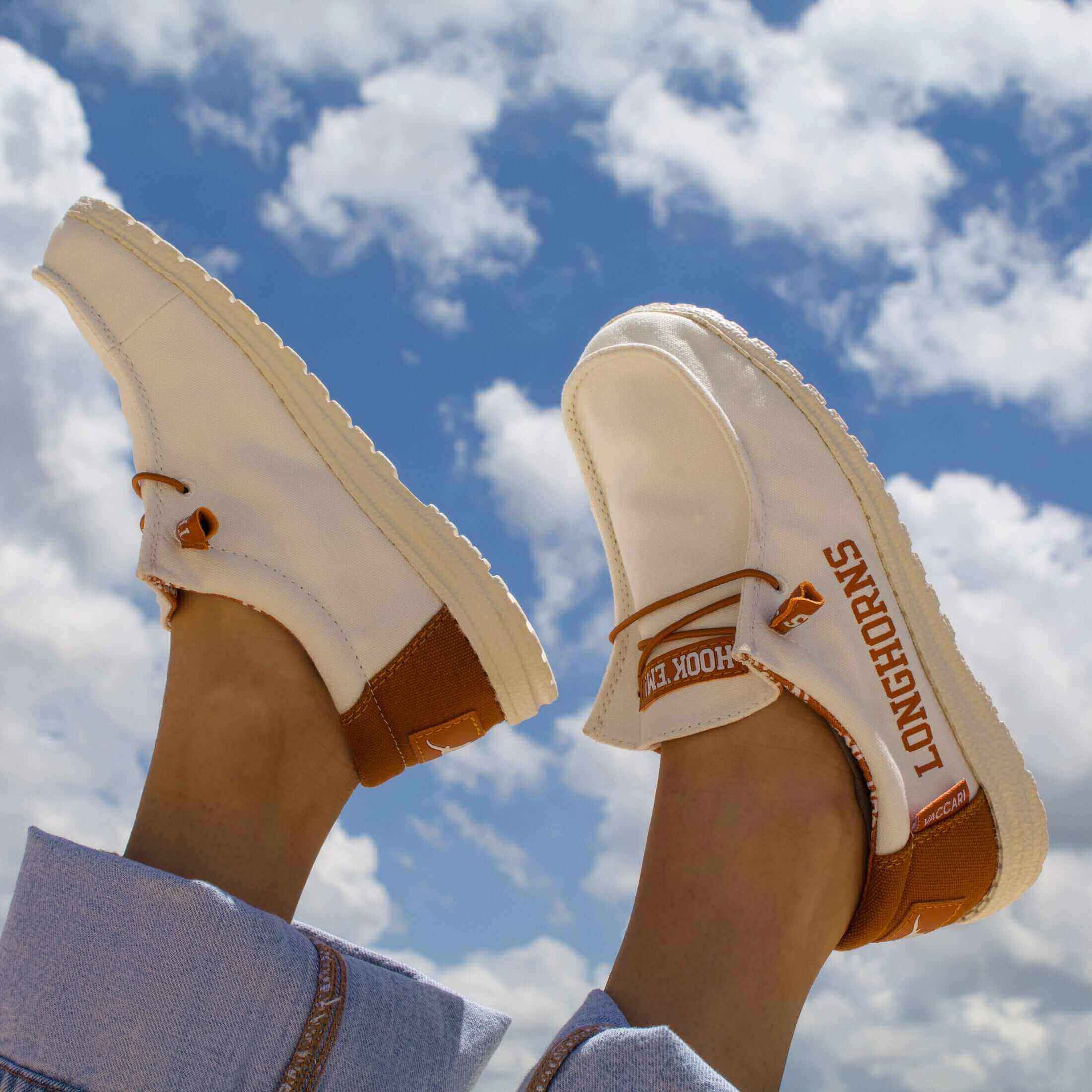 Women's University of Texas Off White and Burnt Orange Canvas Casual Shoe by Vaccari