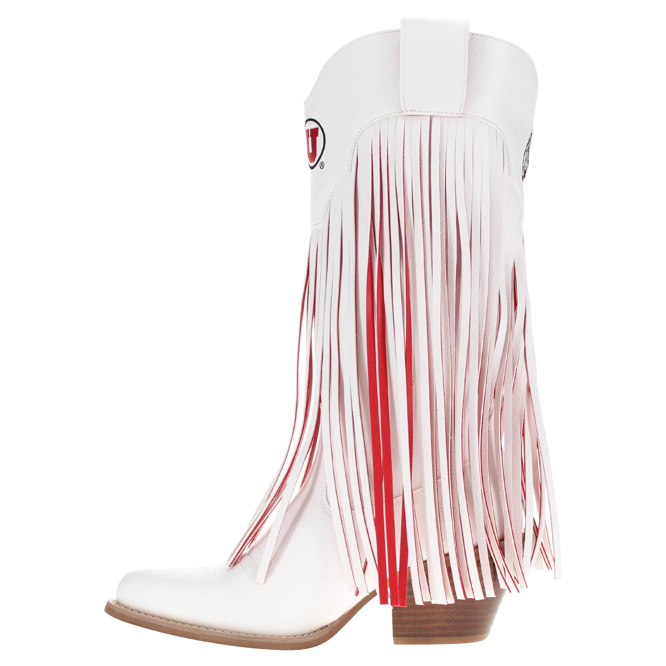 Women's University of Utah White Fringe Cowgirl Boots Kacey by V by Vaccari