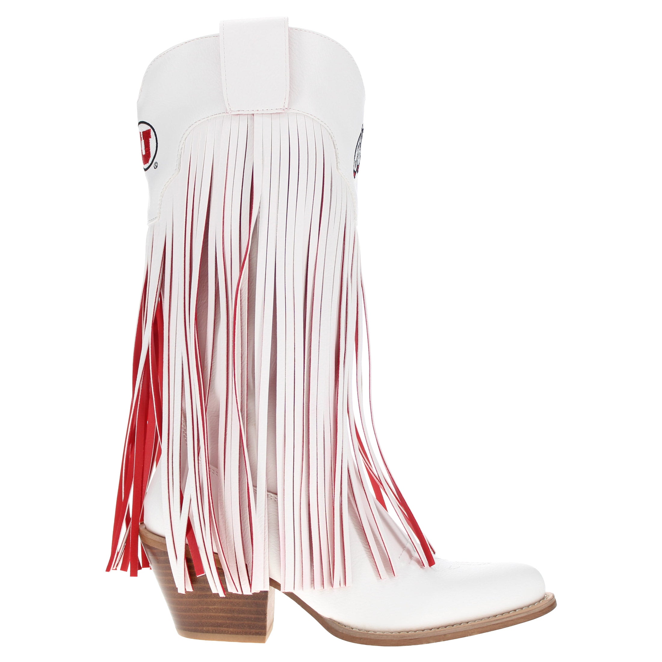 Women's University of Utah White Fringe Cowgirl Boots Kacey by V by Vaccari