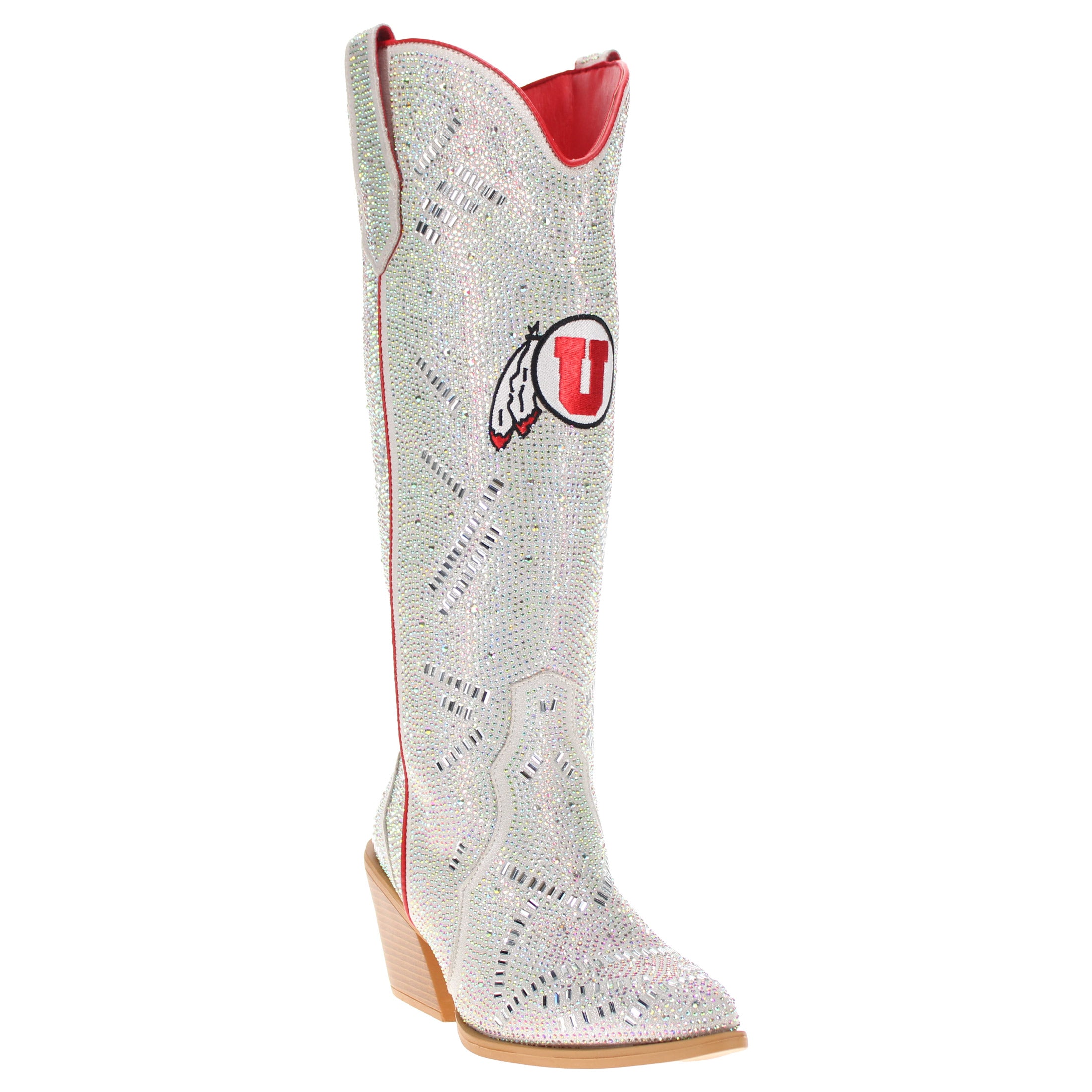 Women's University of Utah Natural Tall Bling Cowgirl Boots Amber by V by Vaccari