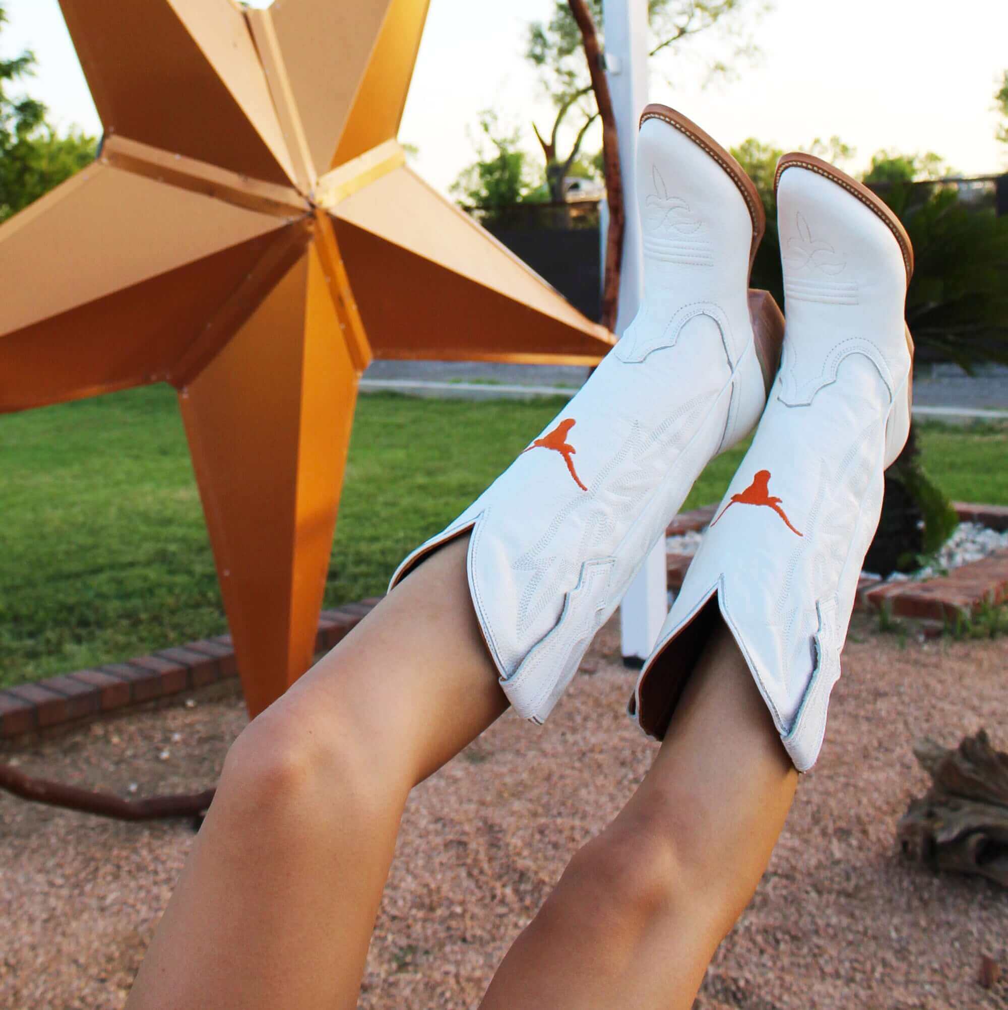Women's University of Texas Longhorns All White Pointed Toe Cowgirl Boots Leighton by Vaccari