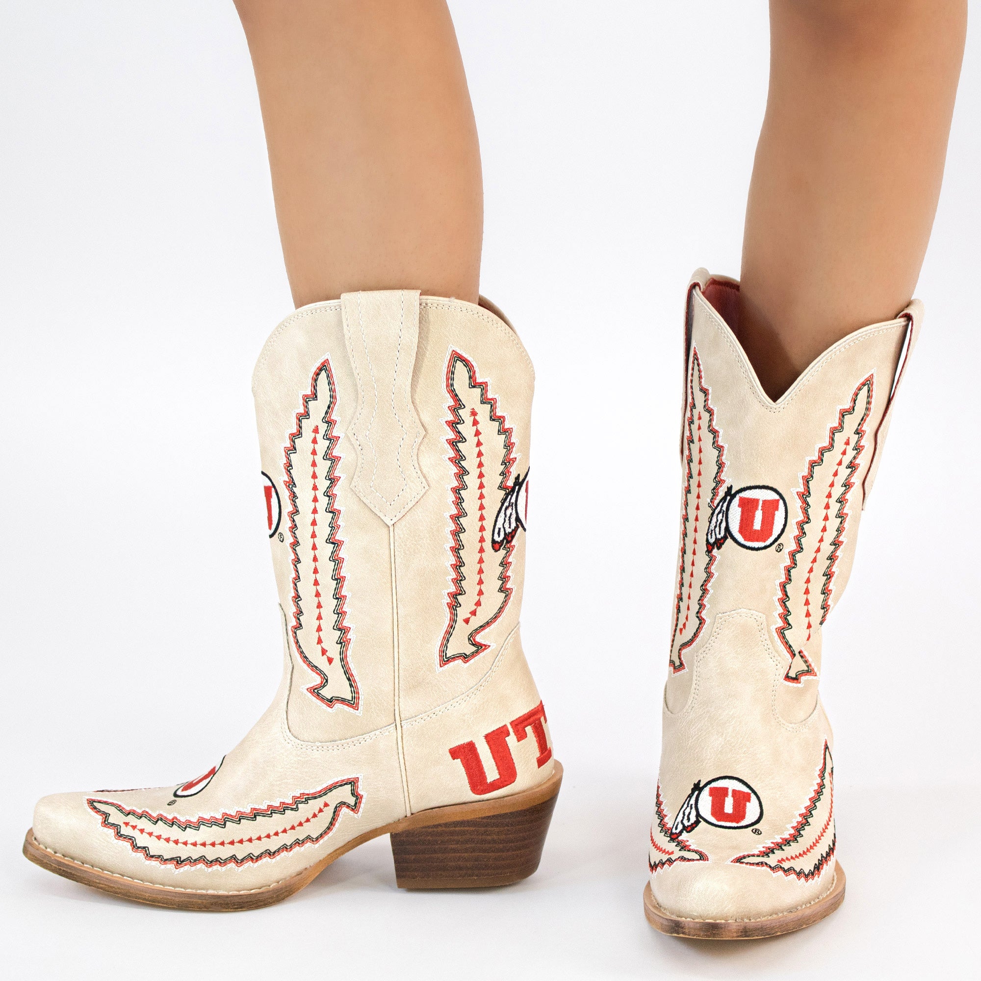 Women's University of Utah Bone Cowgirl Boot Mimi by V by Vaccari