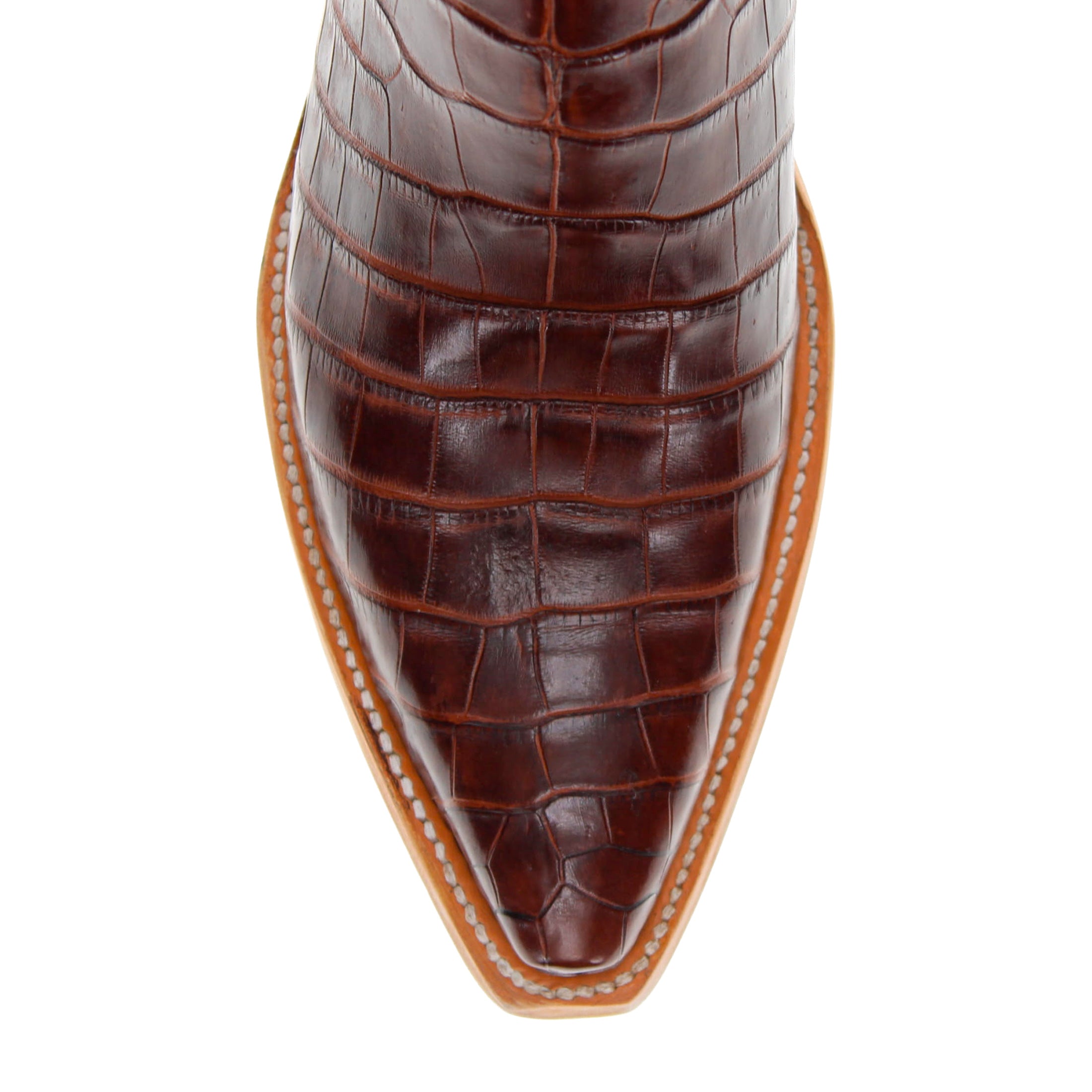 Men's Rustic Cogac American Alligator Belly Retro Toe Cowboy Boots by Vaccari
