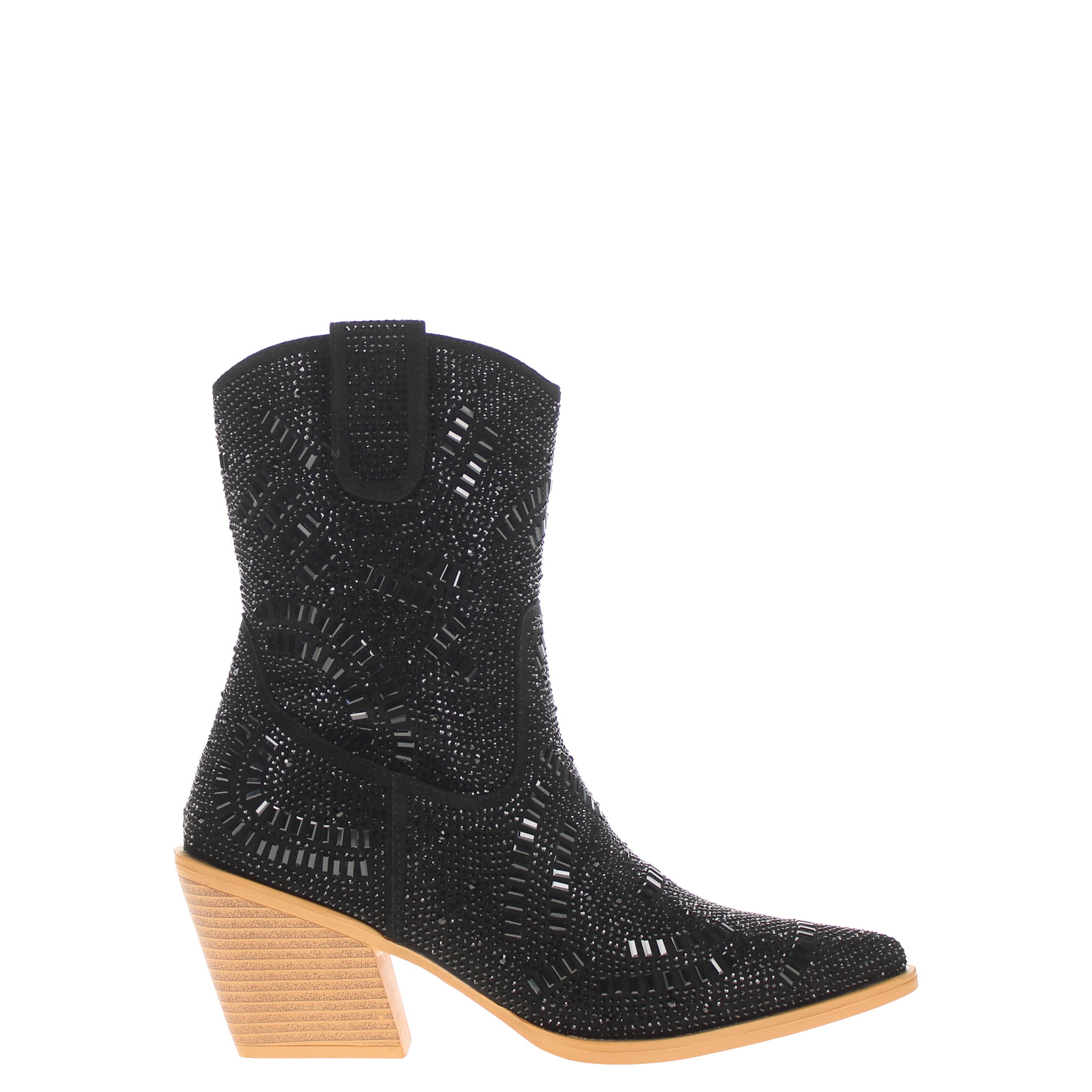 Women's Black Bling Cowgirl Booties Sadie by V by Vaccari