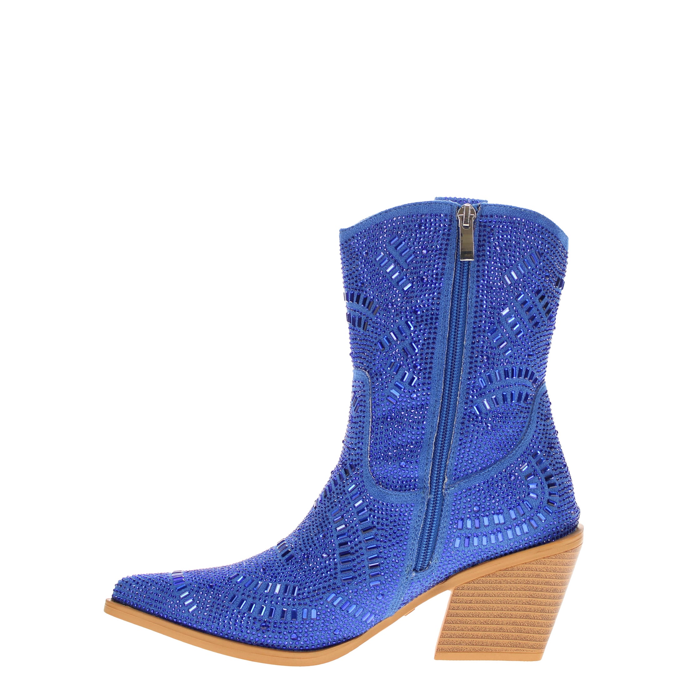 Women's Blue Bling Cowgirl Booties Sadie by V by Vaccari