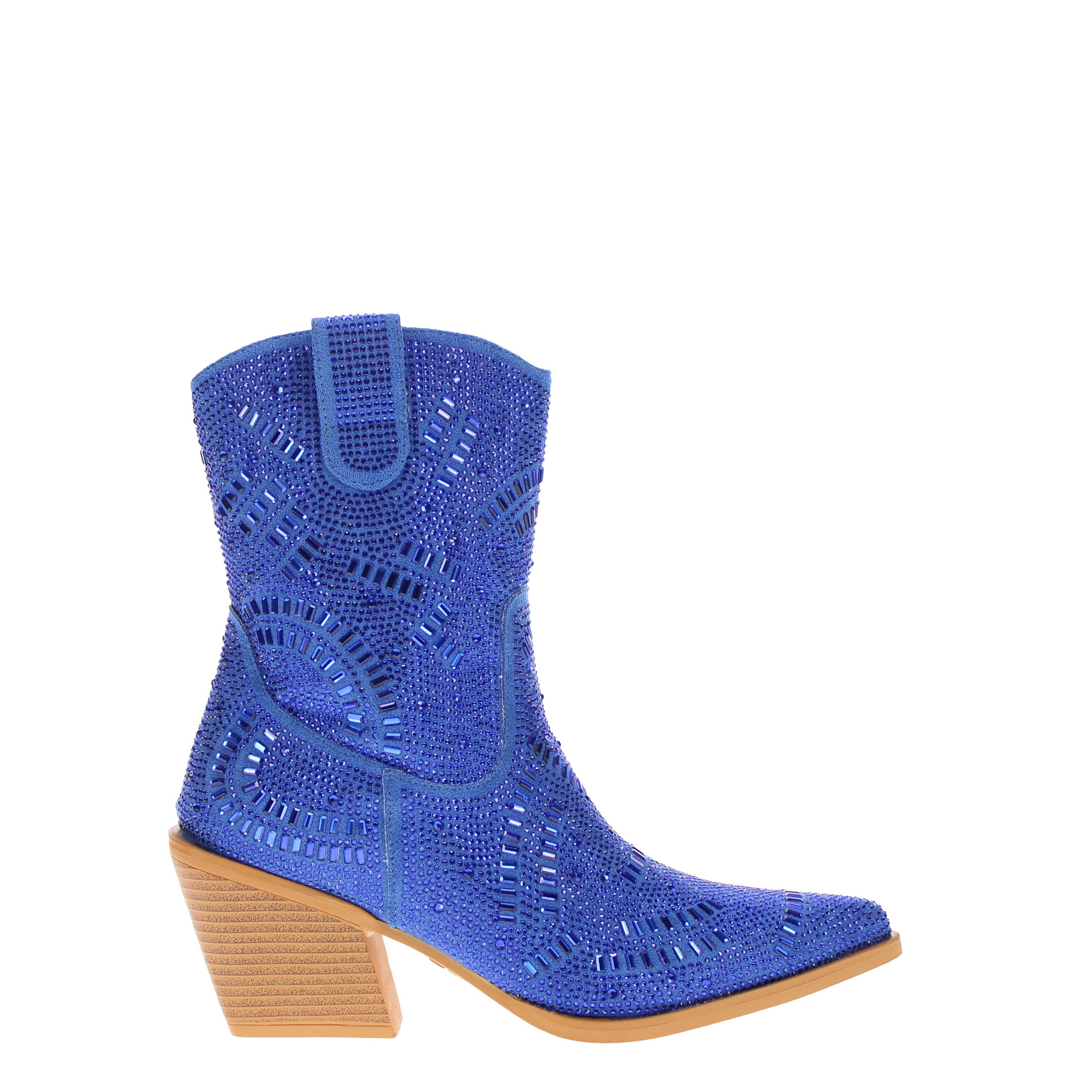 Women's Blue Bling Cowgirl Booties Sadie by V by Vaccari