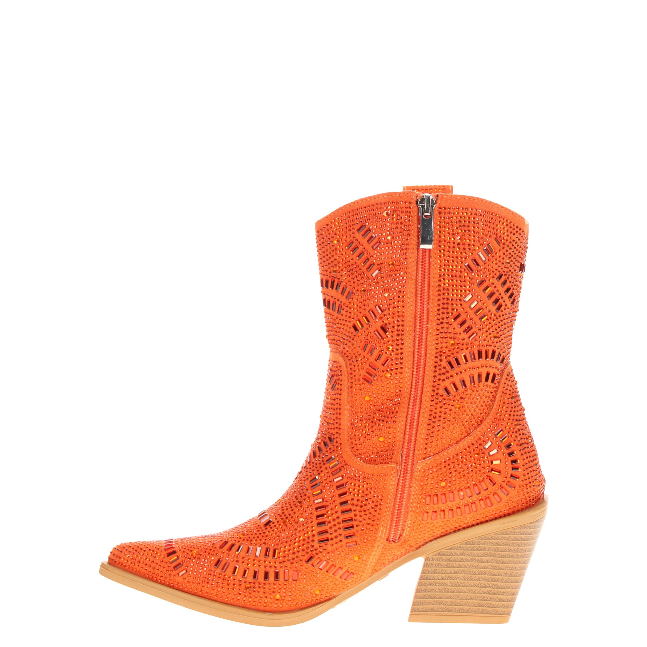 Women's Orange Bling Cowgirl Booties Sadie by V by Vaccari