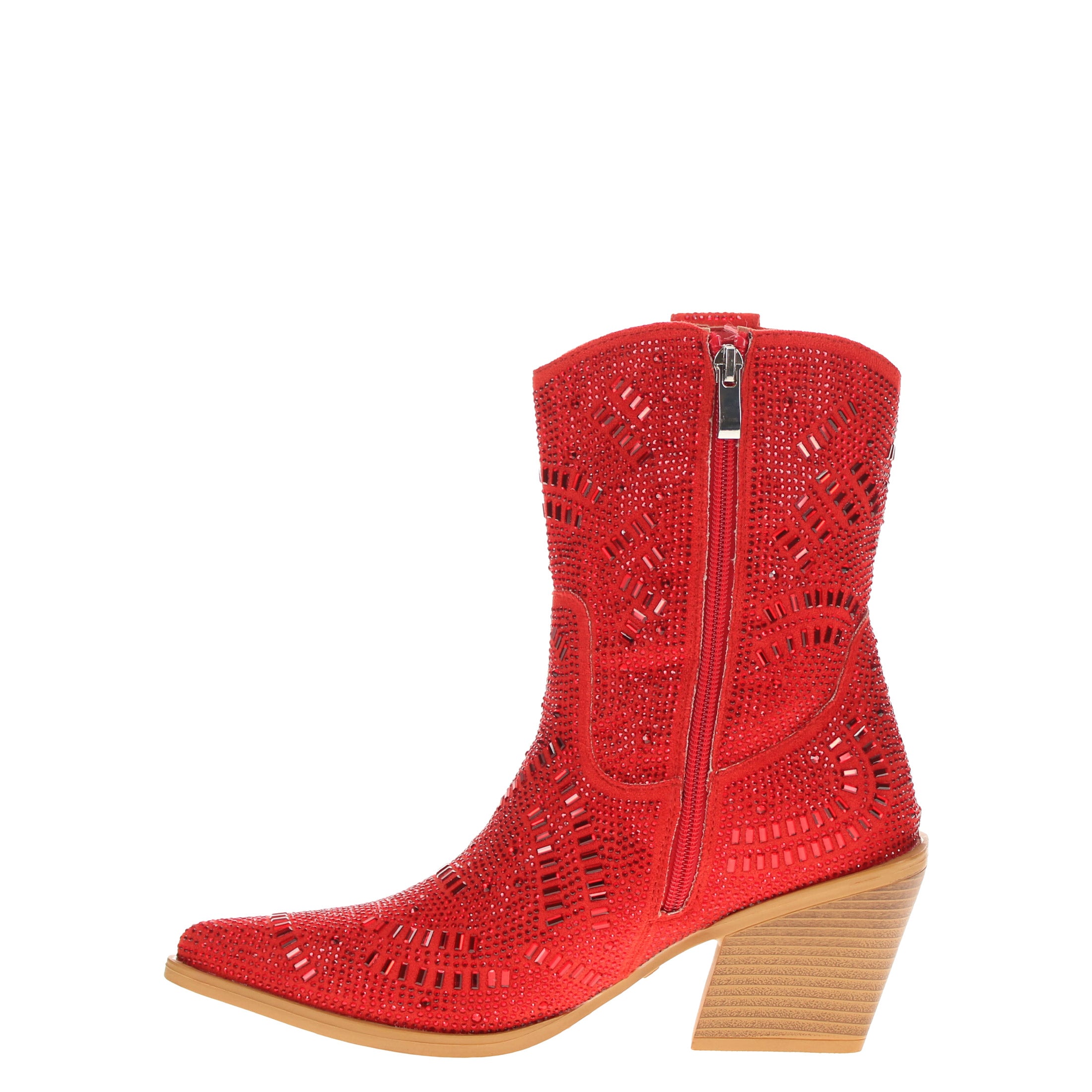 Women's Red Bling Cowgirl Booties Sadie by V by Vaccari