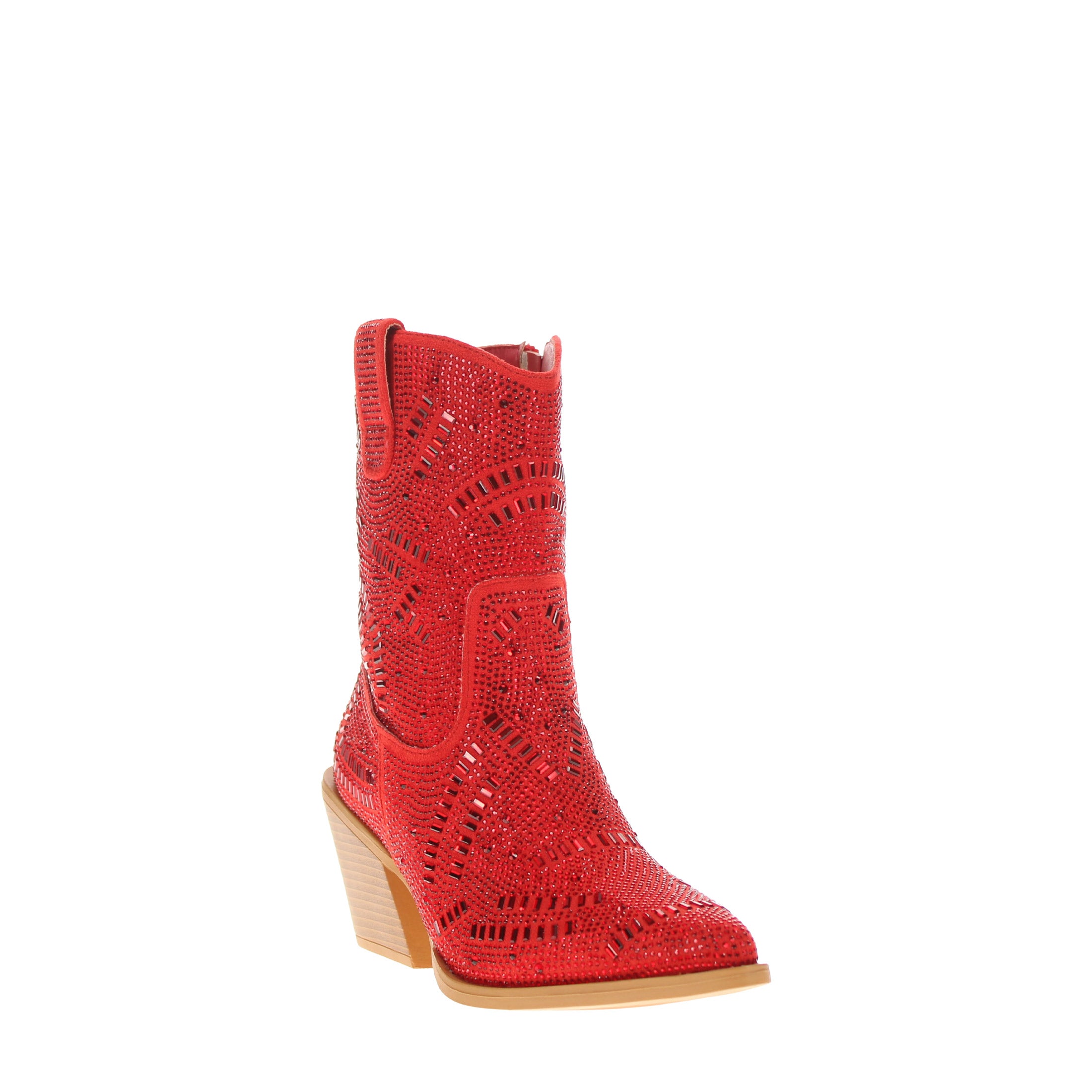 Women's Red Bling Cowgirl Booties Sadie by V by Vaccari