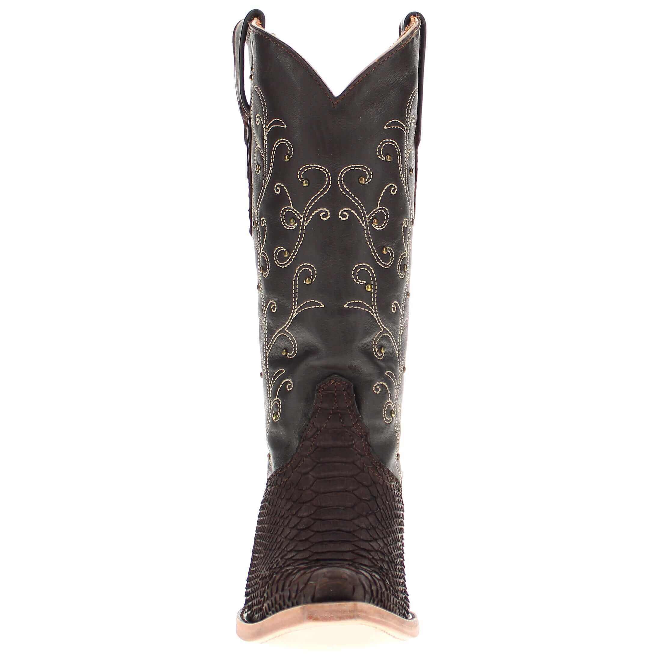 Women's Vaccari Mocha Python Snip Toe Boots
