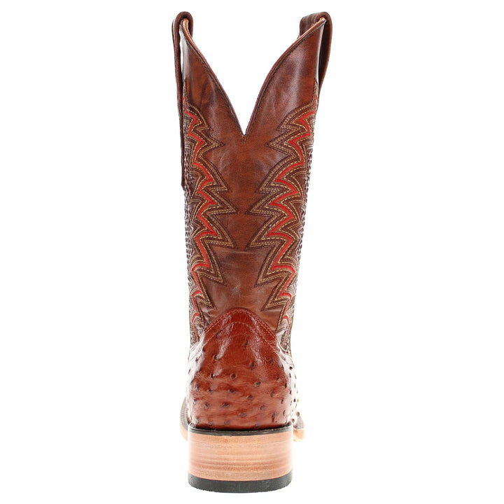 Mens Vaccari Cognac Full Quill Ostrich Broad Square Toe Boots