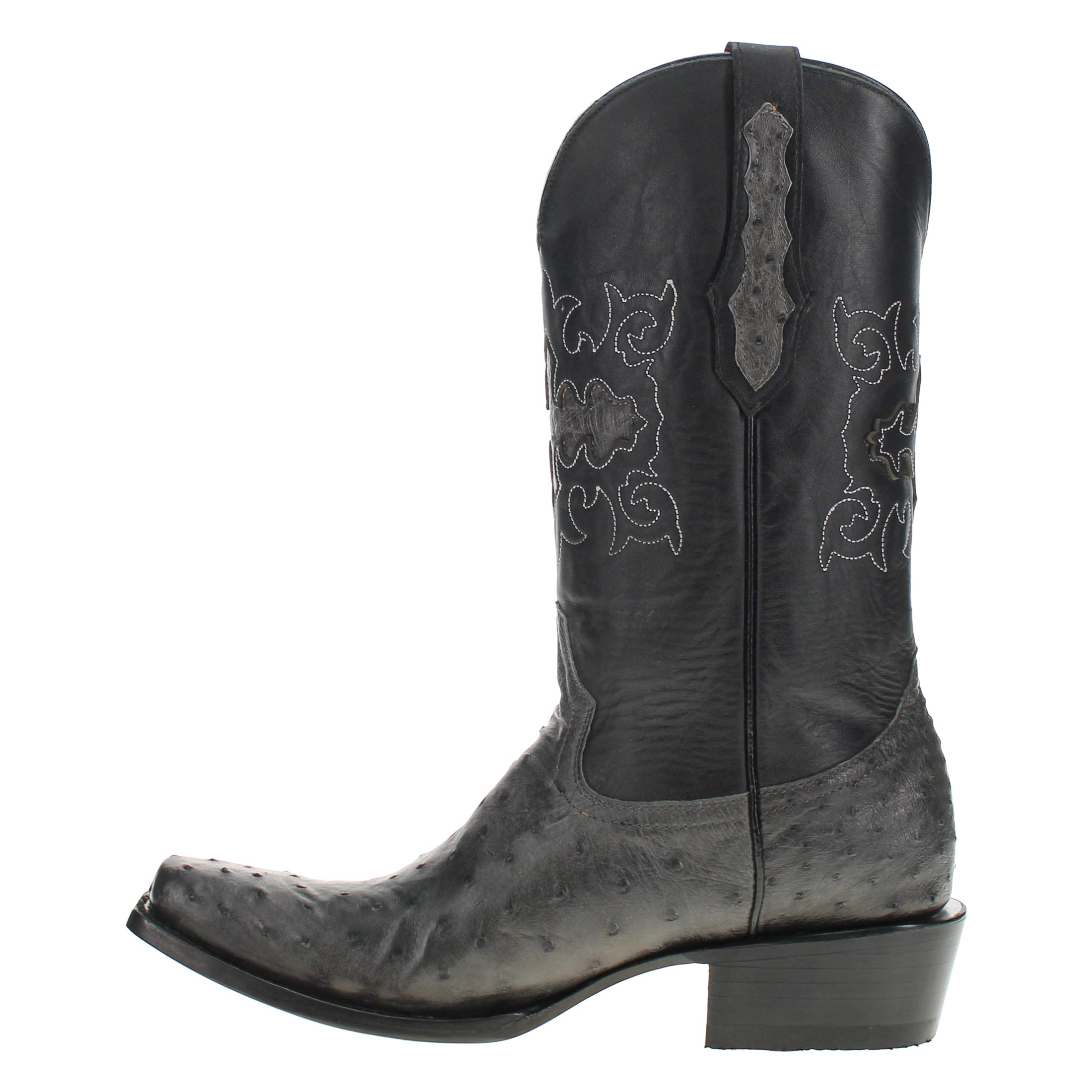 Men's Gray Full Quill Ostrich JW Toe Cowboy Boots by Vaccari