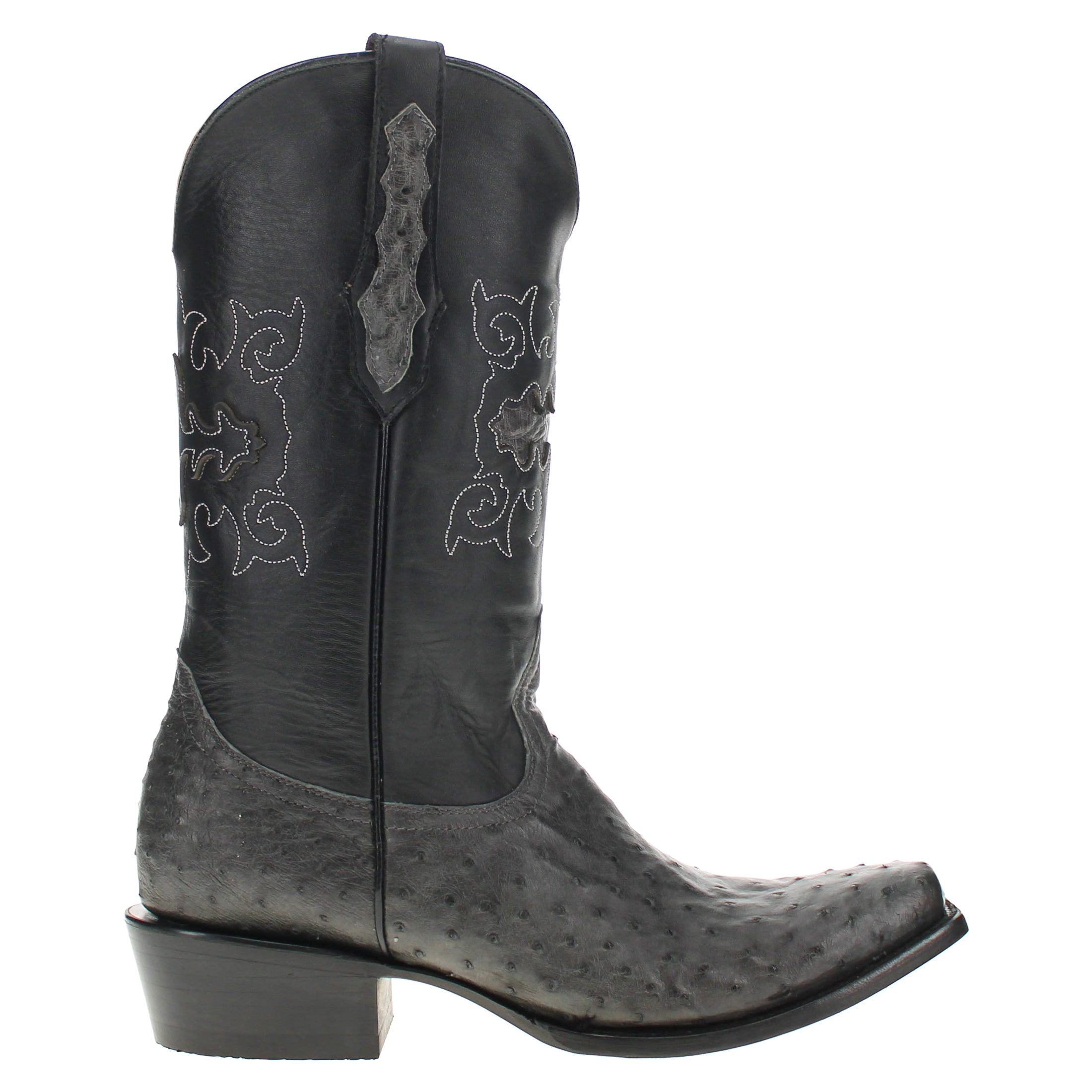 Men's Gray Full Quill Ostrich JW Toe Cowboy Boots by Vaccari