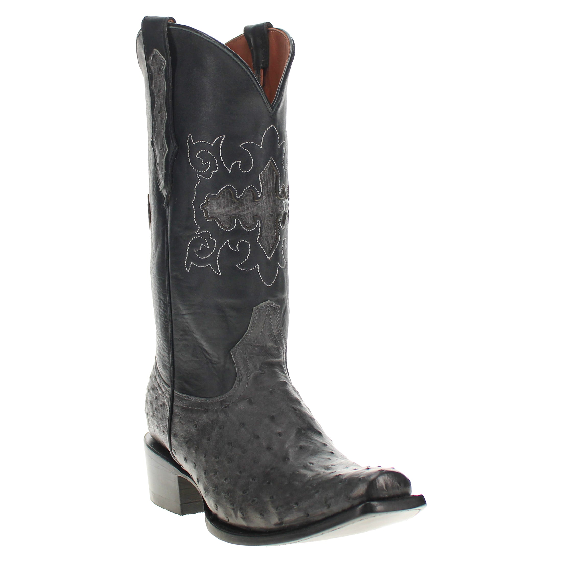 Men's Gray Full Quill Ostrich JW Toe Cowboy Boots by Vaccari