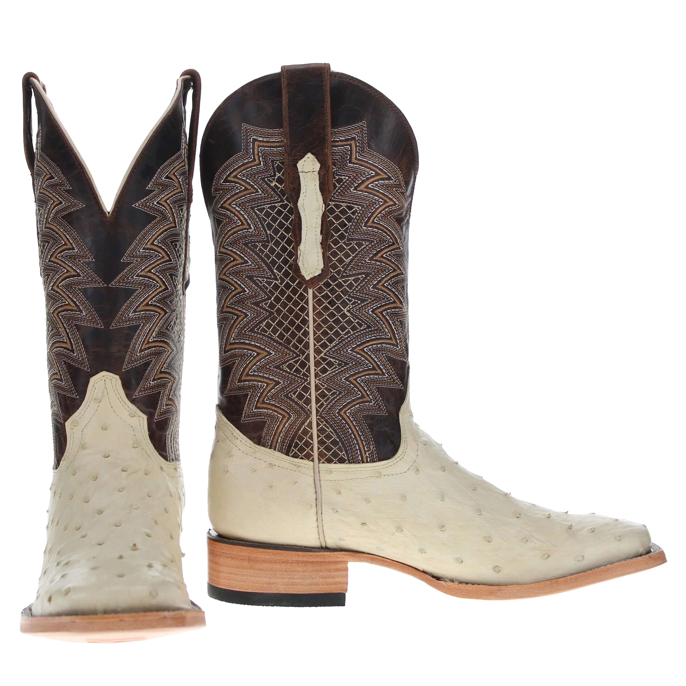 Men's White Ostirch Cowboy Boots Bennett by Vaccari Core