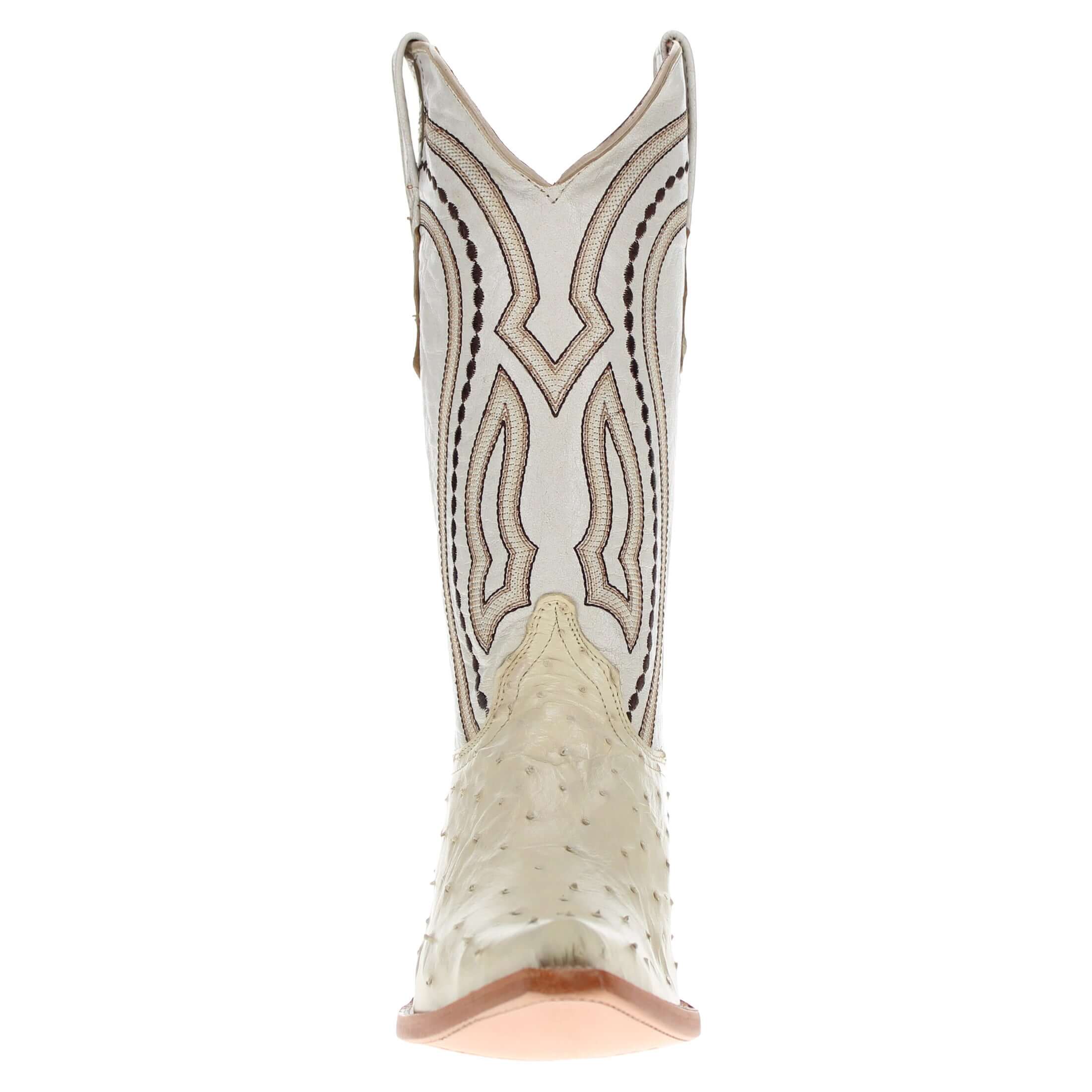 Men's White Ostrich Cowboy Boots Theo by Vaccari Core