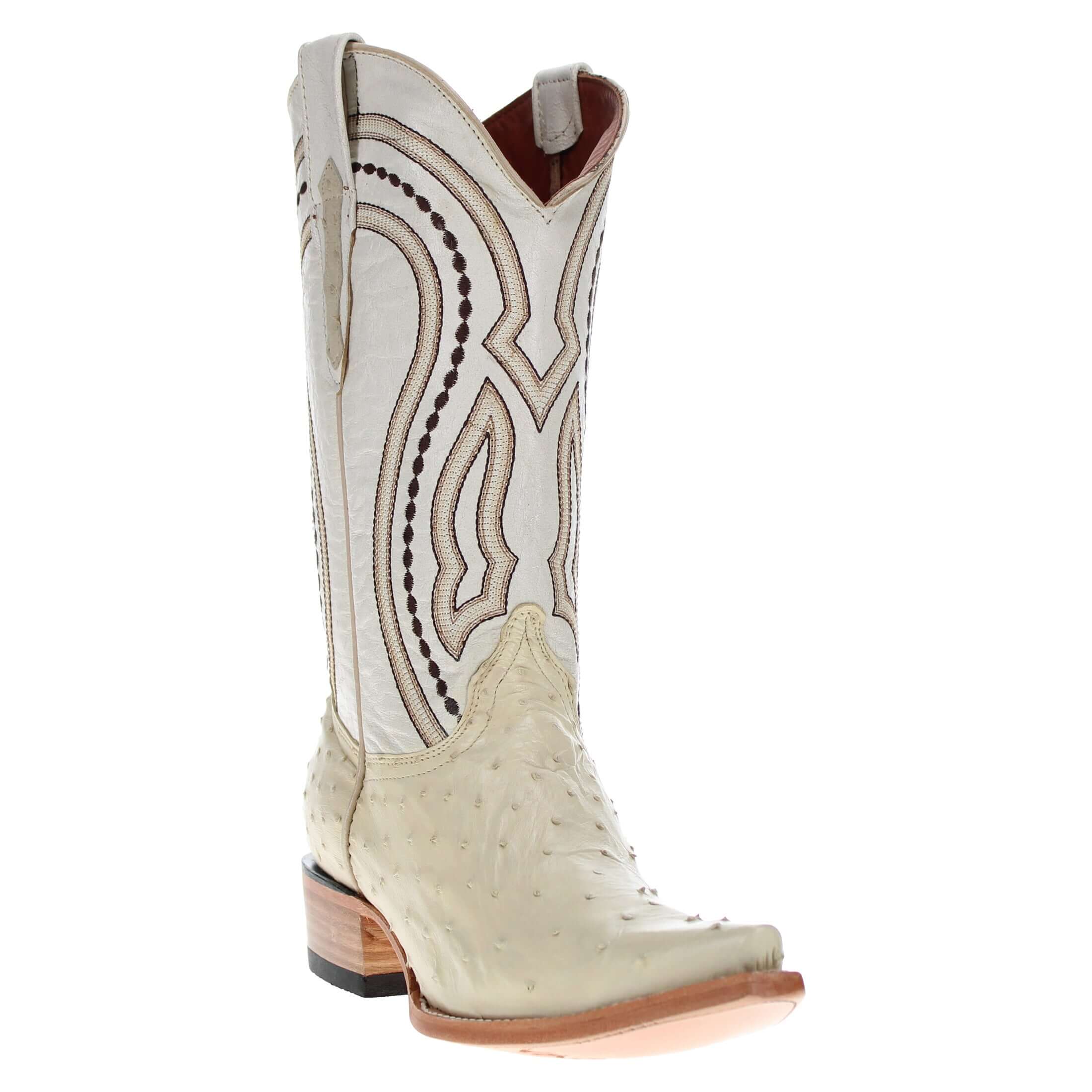 Men's White Ostrich Cowboy Boots Theo by Vaccari Core