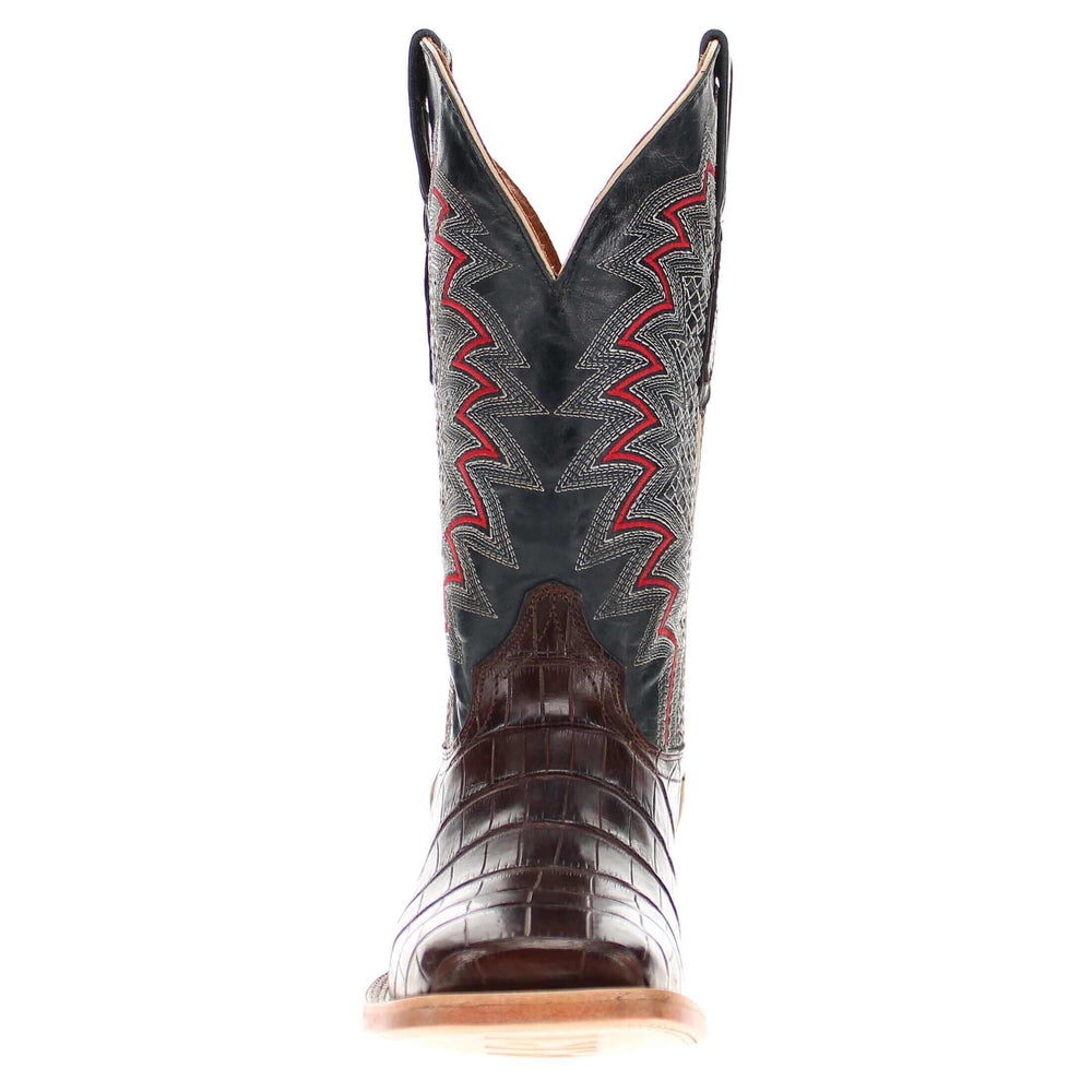 Mens Brown American Alligator Belly Tail Square Toe Cowboy Boots That Looks Similar to Caiman by Vaccari