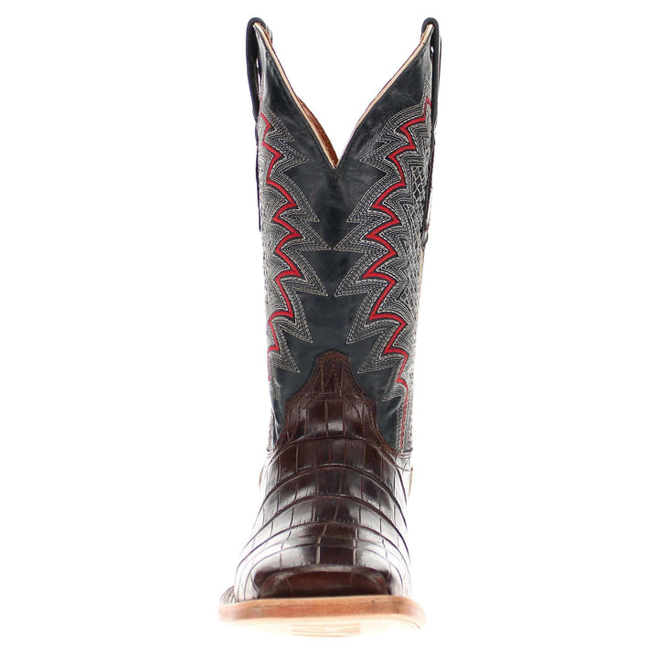 Mens Brown American Alligator Belly Tail Square Toe Cowboy Boots That Looks Similar to Caiman by Vaccari
