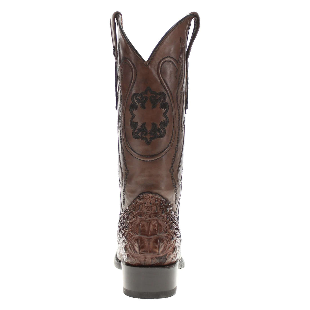 Men's Mocha American Alligator Hornback Boots With Inlays by Vaccari