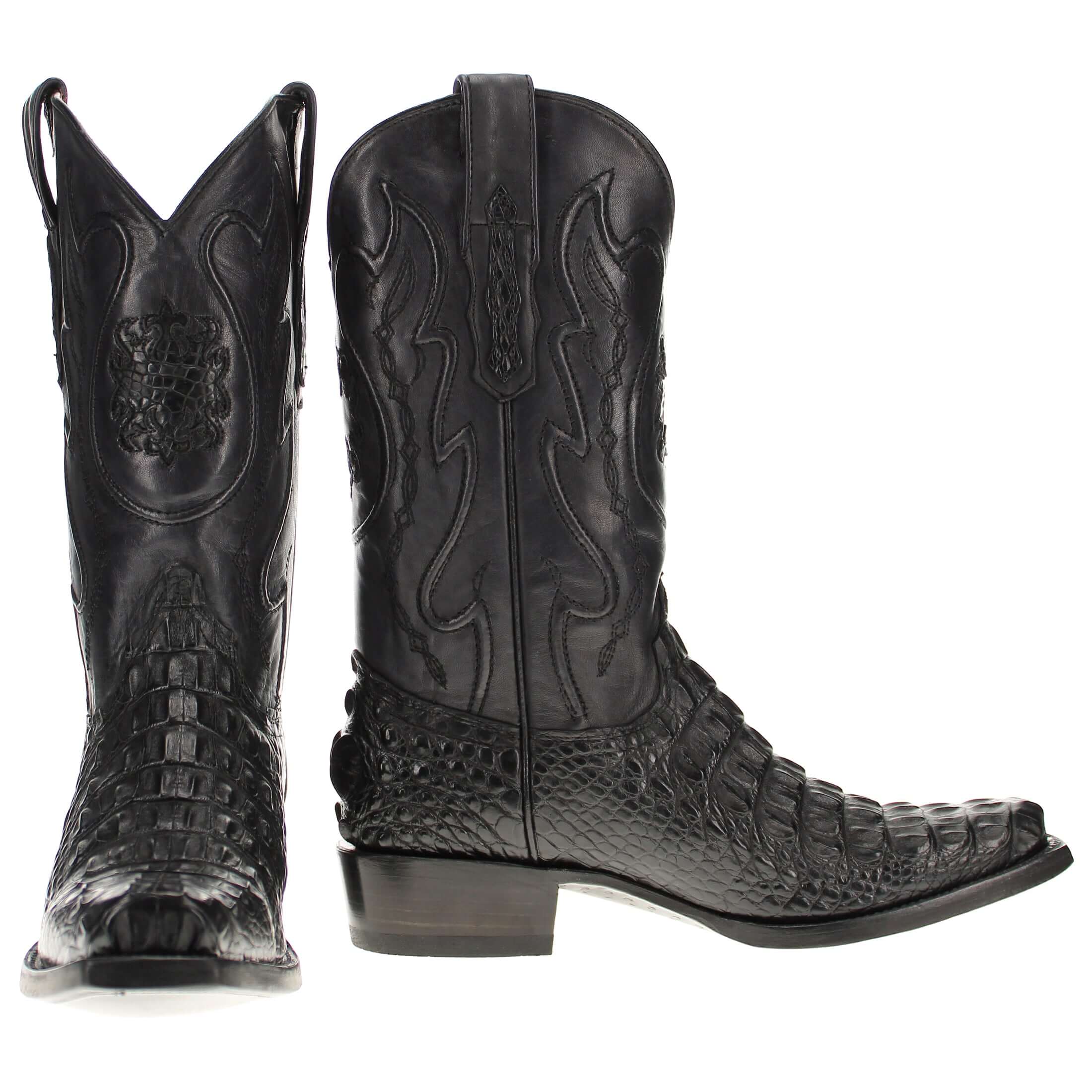 Men's Hornback American Alligator Narrow Square Toe Boots by Vaccari