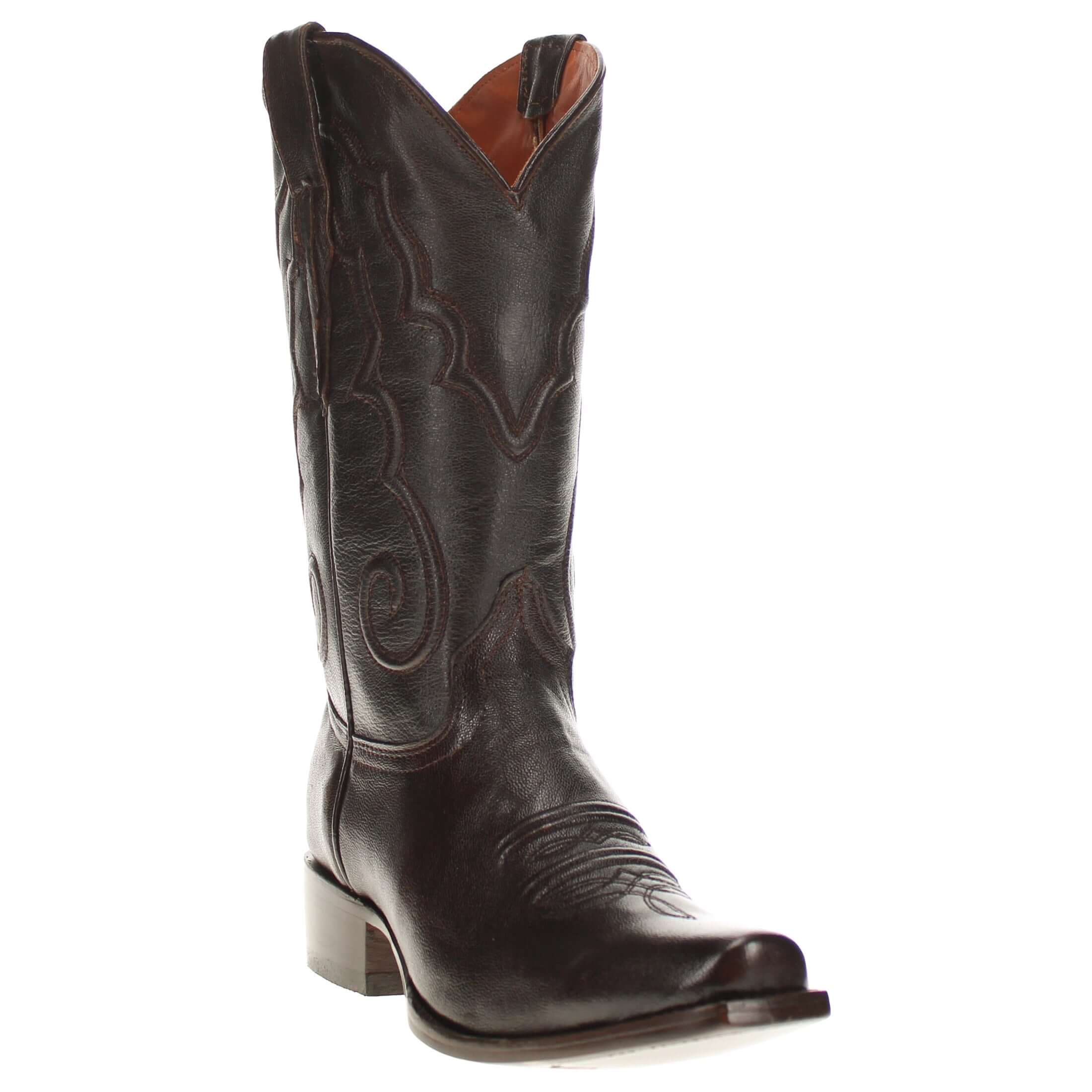 Men's Mocha Italian Leather Cowboy Boots Enzo by Vaccari Core