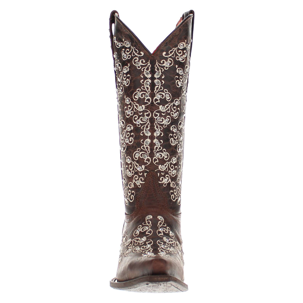 Women's Mocha Snip Toe Crystal Embellished Vaccari Boots