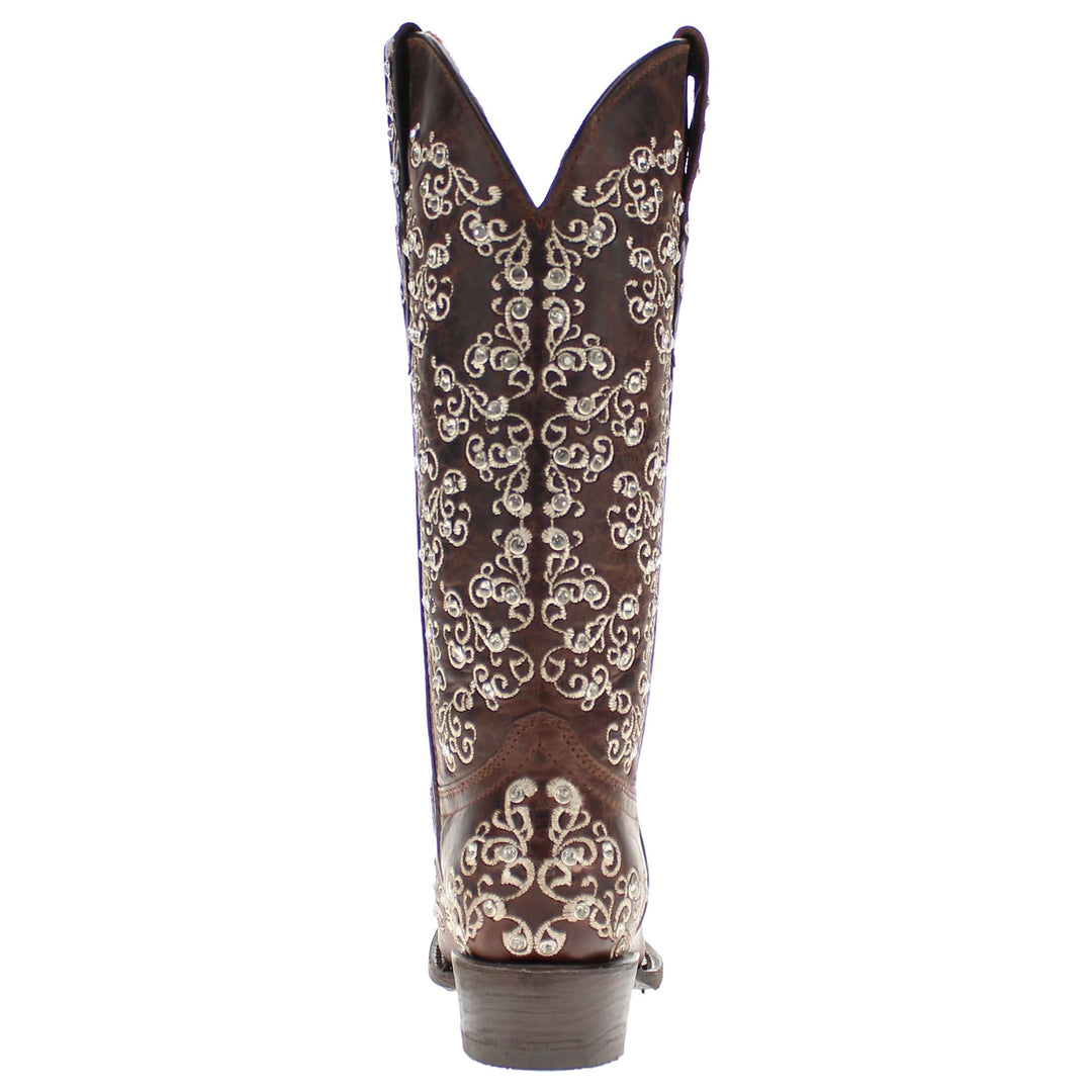 Women's Mocha Snip Toe Crystal Embellished Vaccari Boots