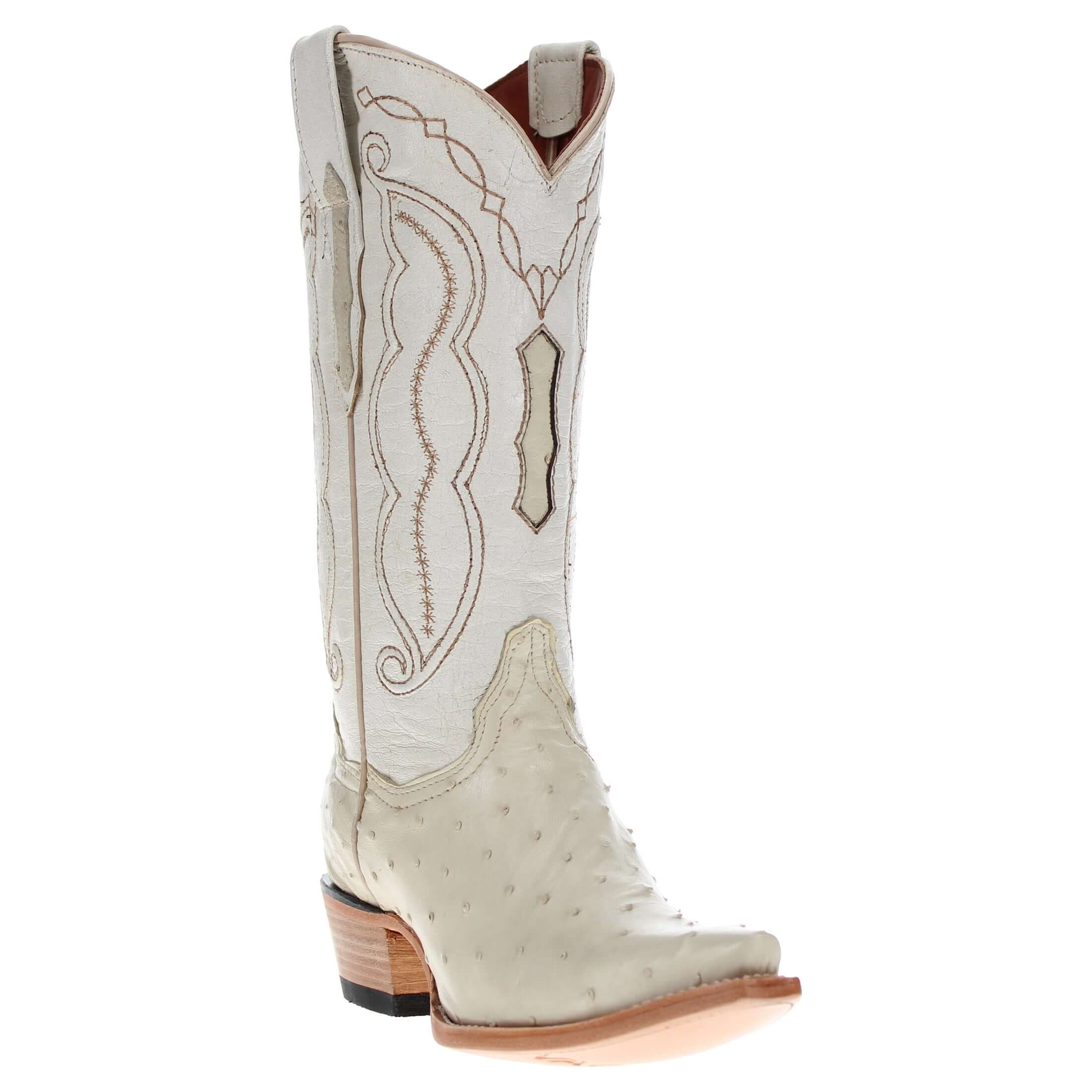 Women's White Ostirch Cowgirl Boots Victoria by Vaccari Core