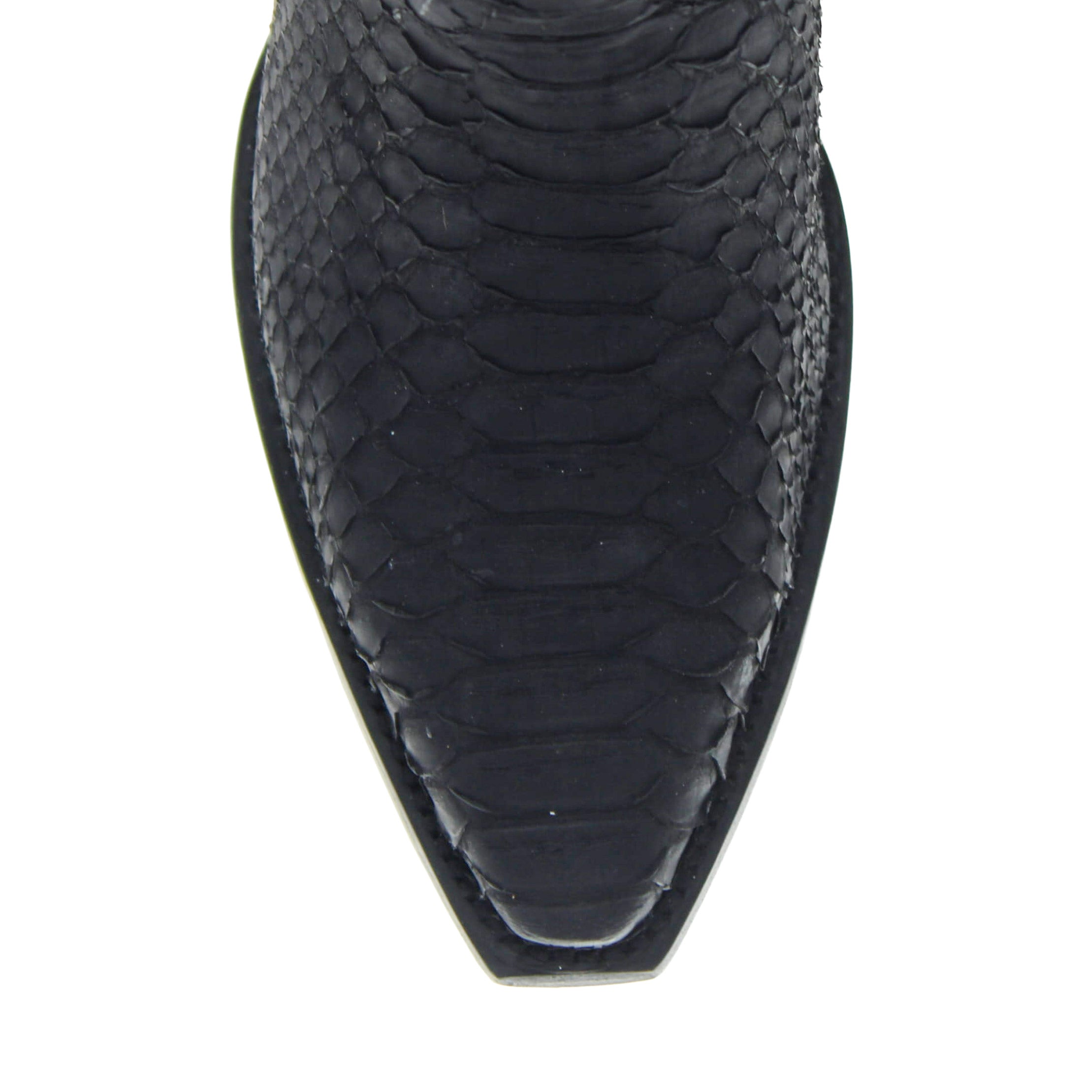 Womens Black Python Leather Snip toe Western Snip Toe Boots by Vaccari