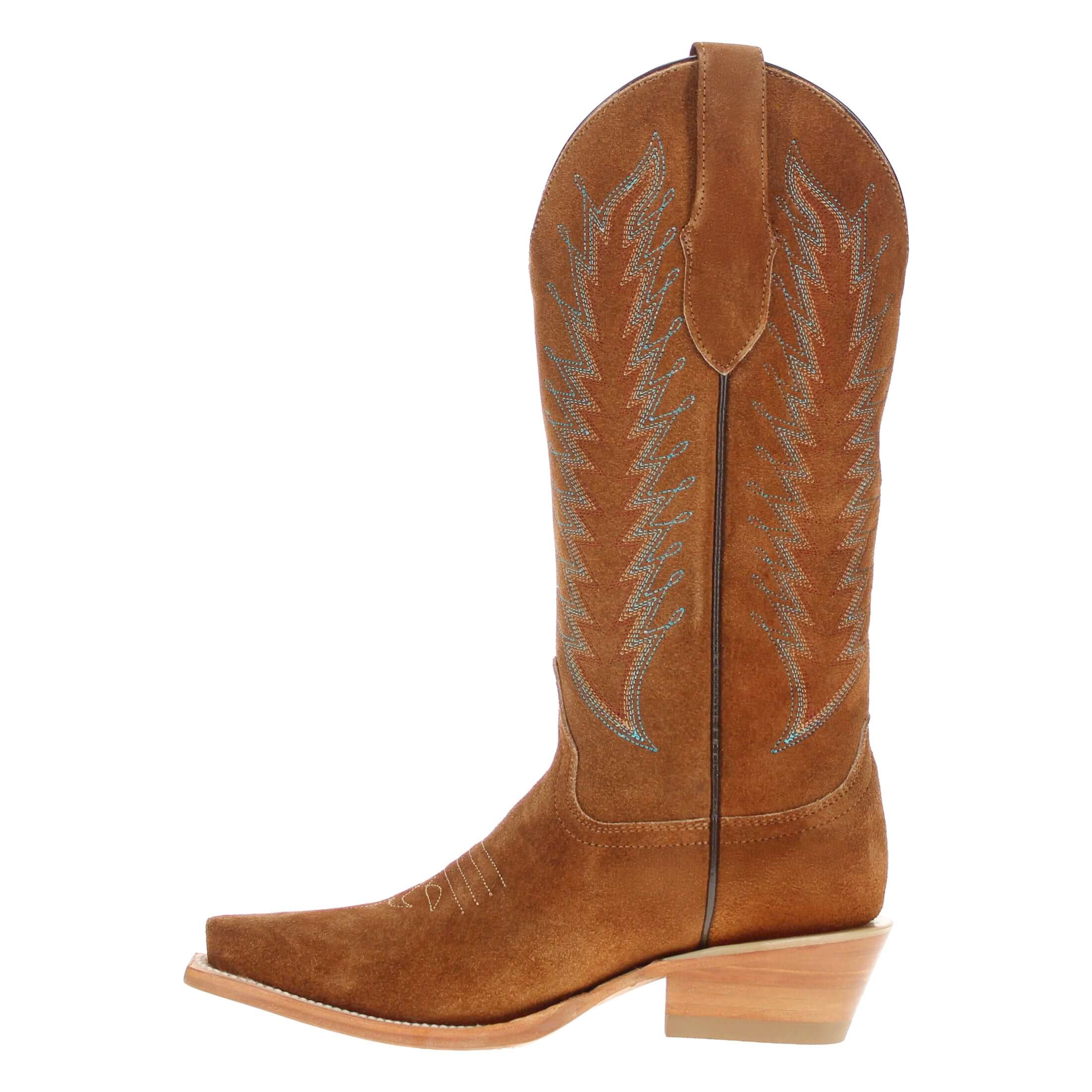 Women's Mustard Suede Boots Dixie Cowgirl Boots by Vaccari