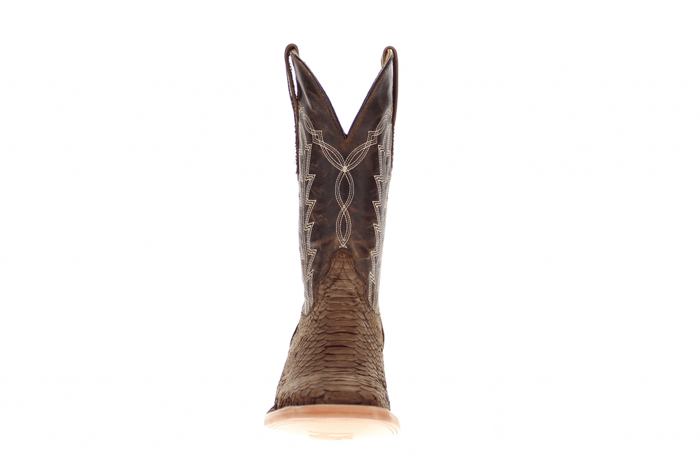 Mens brown Python Snake Leather Square Toe Cowboy Boots by Vaccari